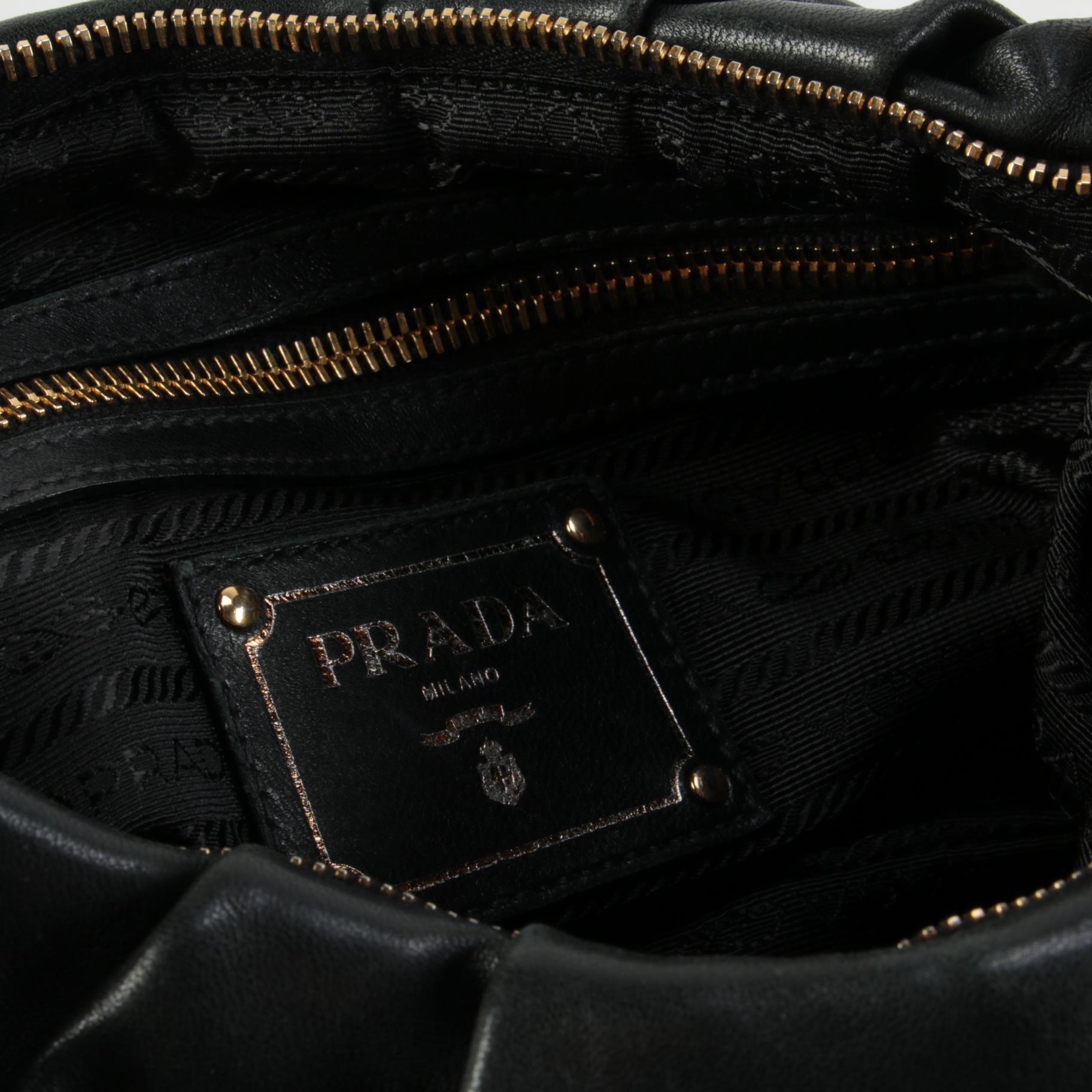 Prada Lux Chain Strap Black Leather Hobo Bag