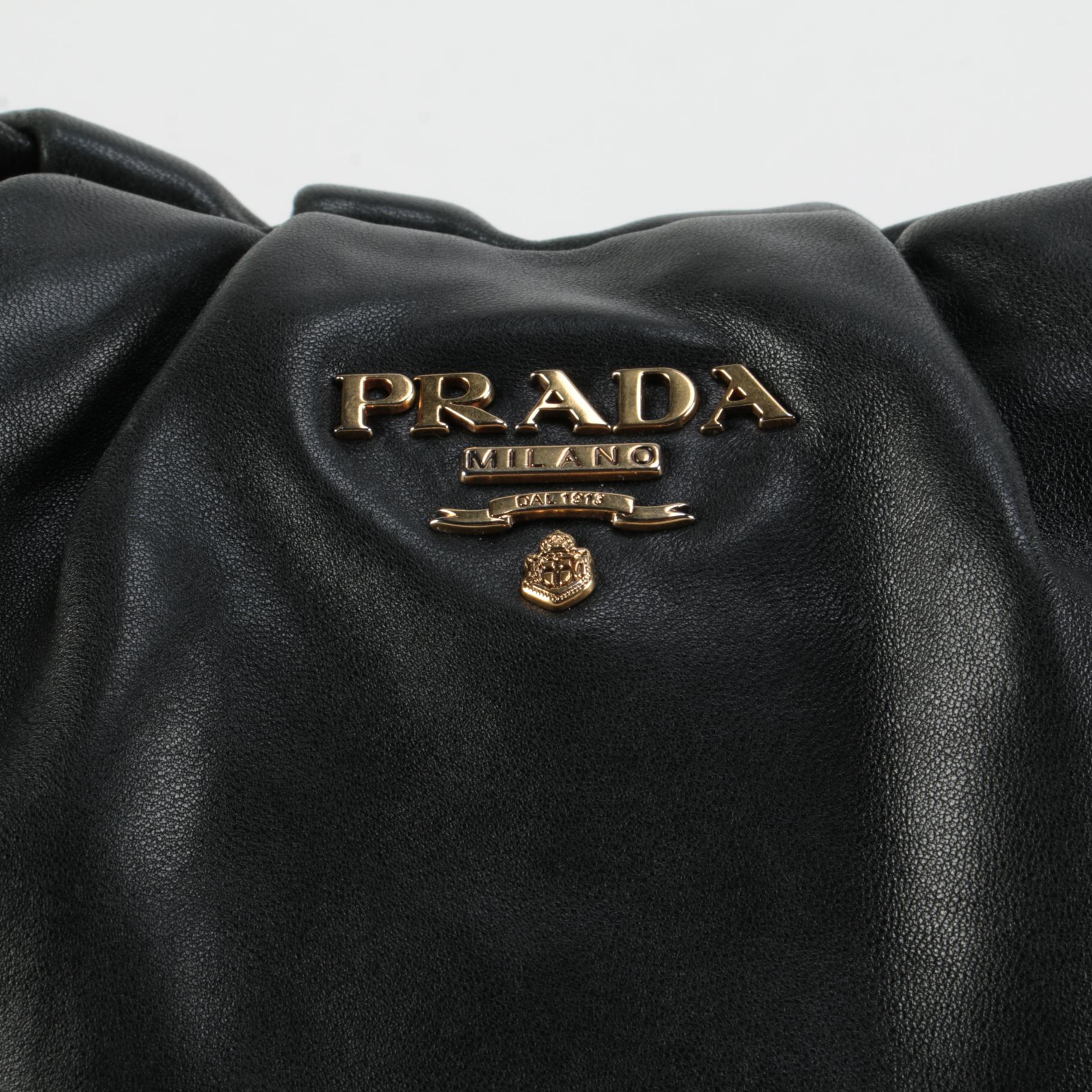 Prada Lux Chain Strap Black Leather Hobo Bag