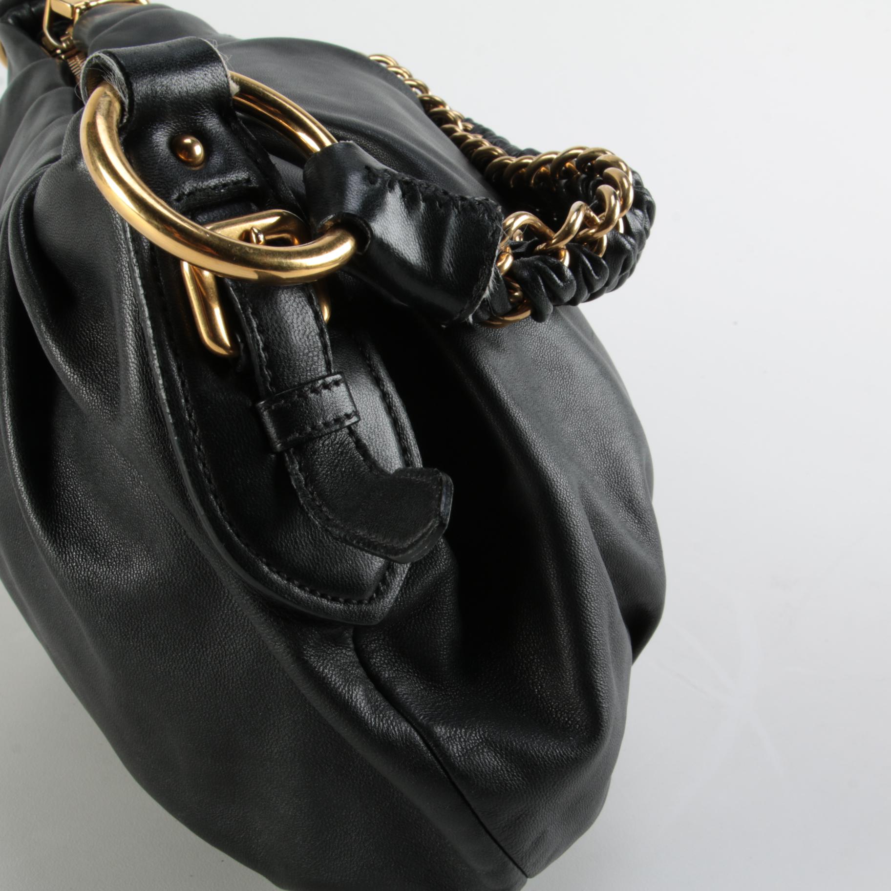 Prada Lux Chain Strap Black Leather Hobo Bag