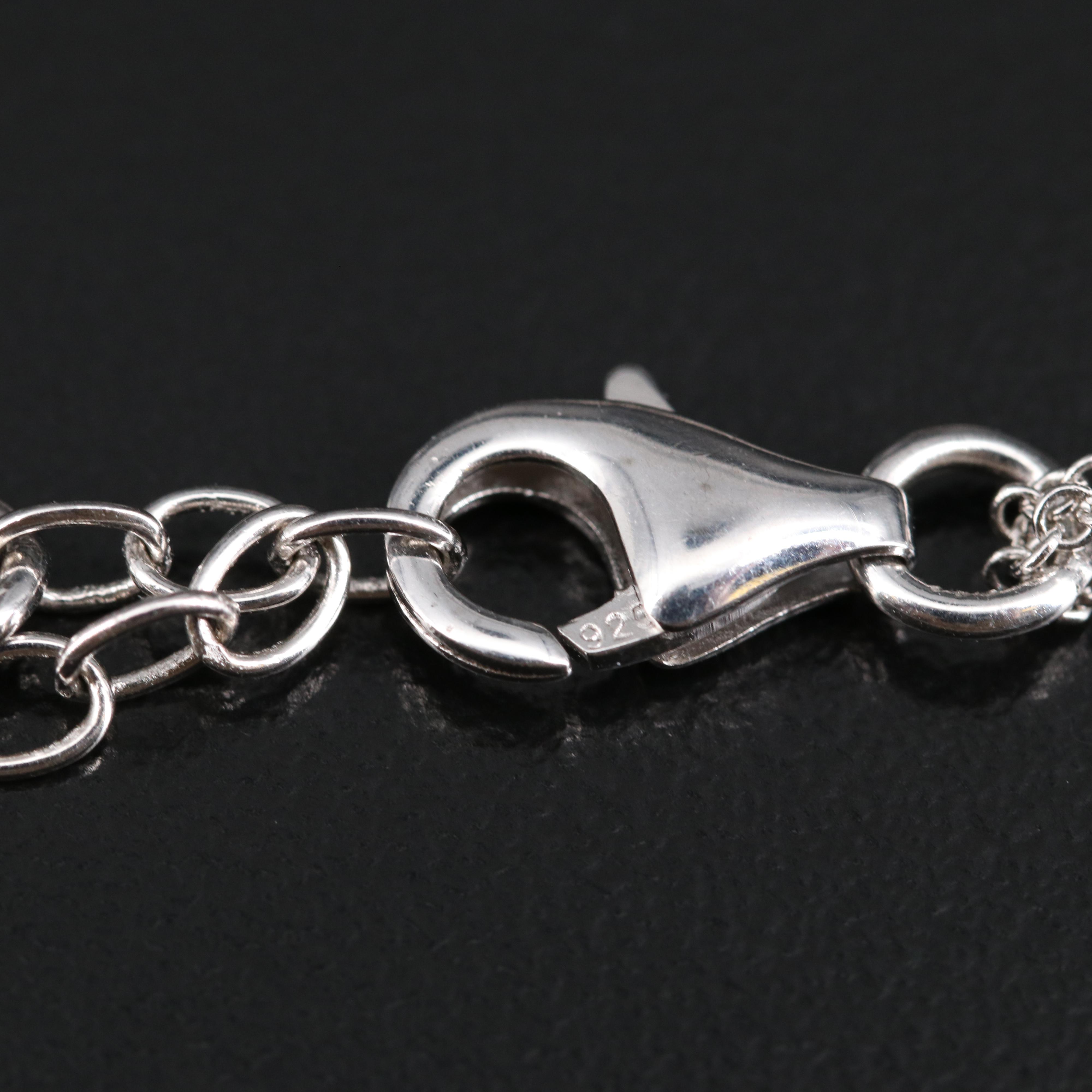 Sterling Cubic Zirconia Link Chain Station Necklace