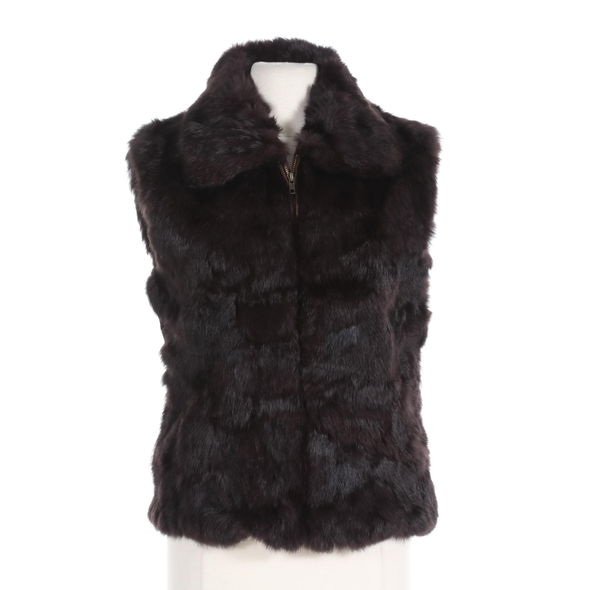 BLACK Saks Fifth Avenue Rabbit Fur Vest
