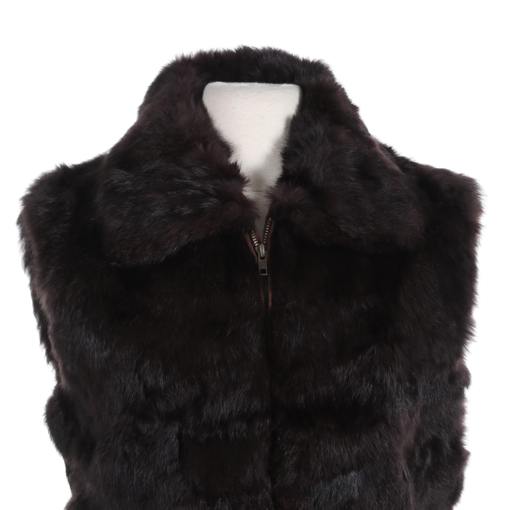BLACK Saks Fifth Avenue Rabbit Fur Vest