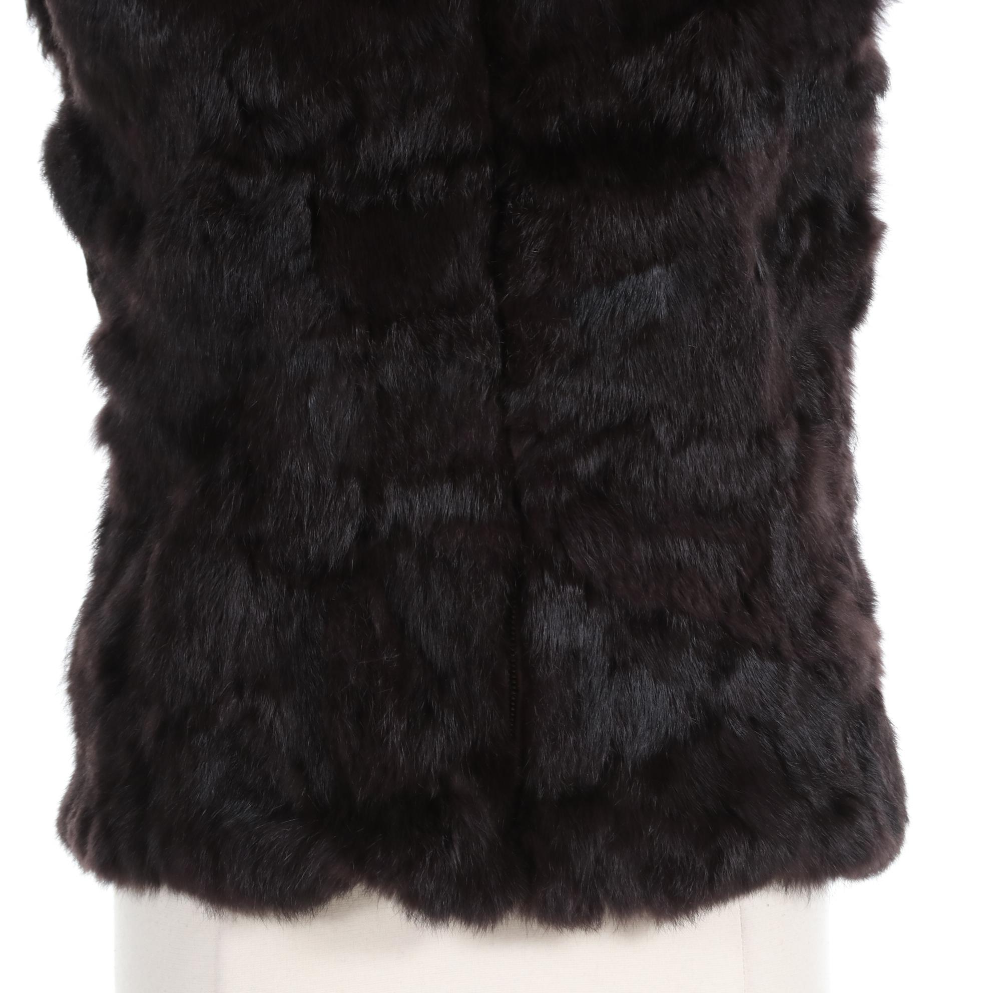 BLACK Saks Fifth Avenue Rabbit Fur Vest