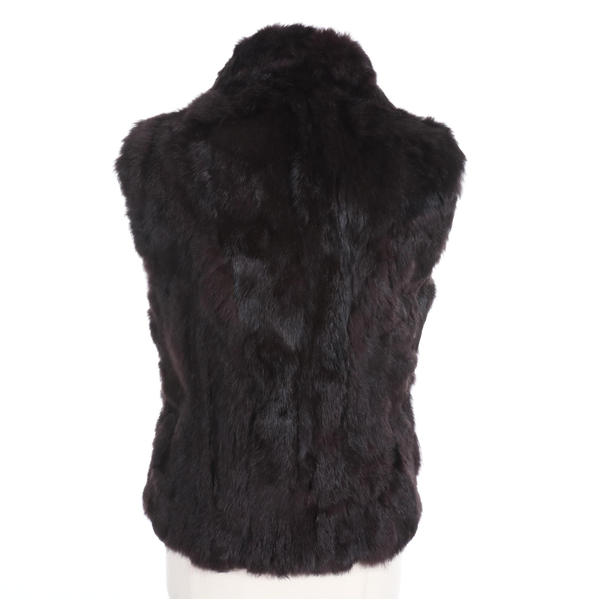 BLACK Saks Fifth Avenue Rabbit Fur Vest