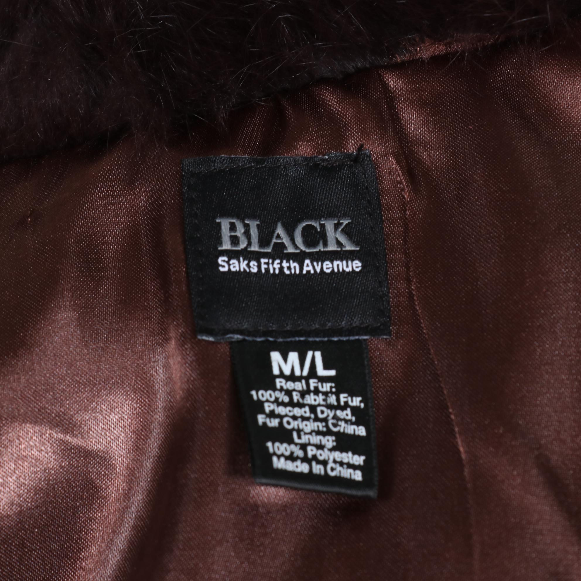 BLACK Saks Fifth Avenue Rabbit Fur Vest