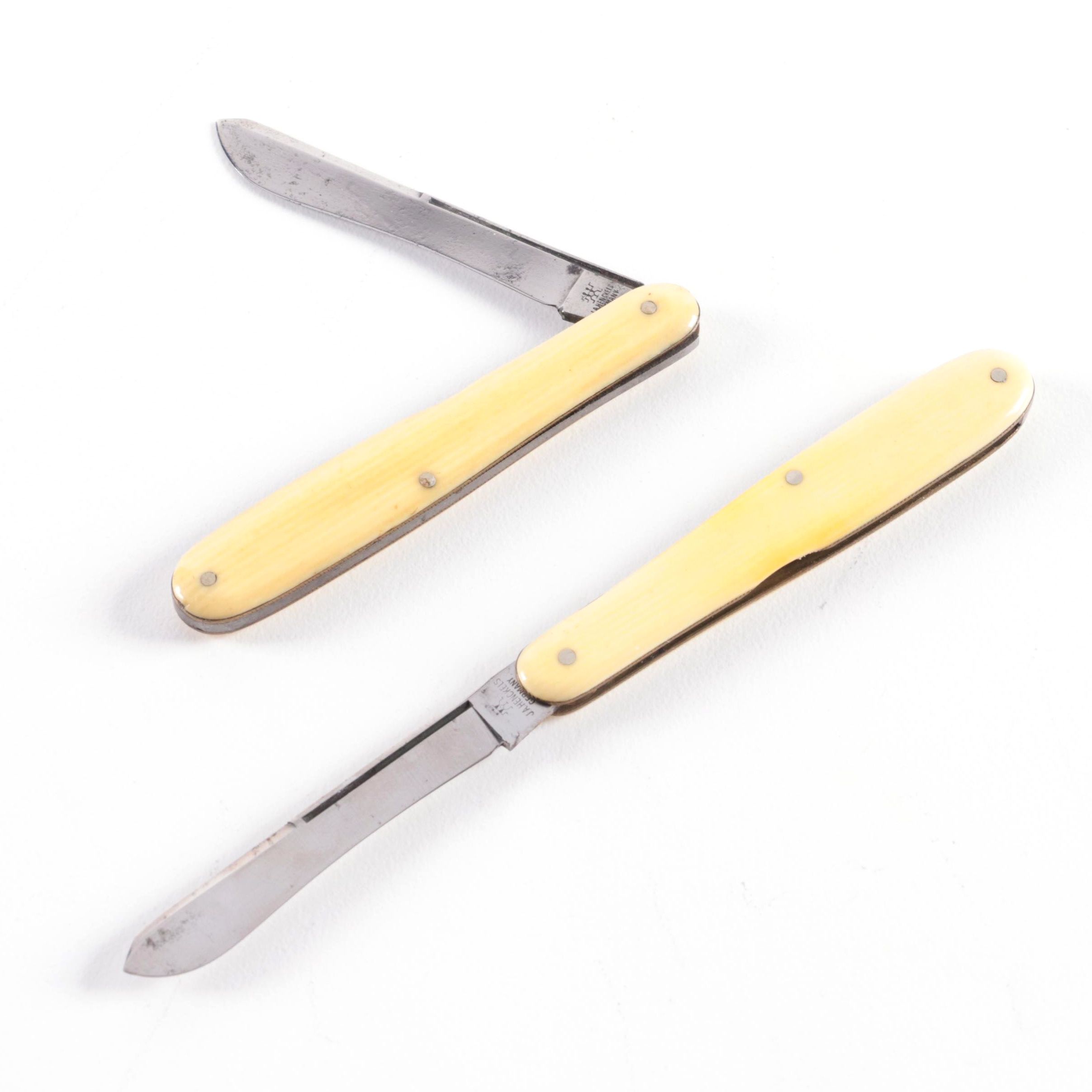 J.A. Henckels of Germany Celluloid Grip Pocket Knives, Early 20th Century