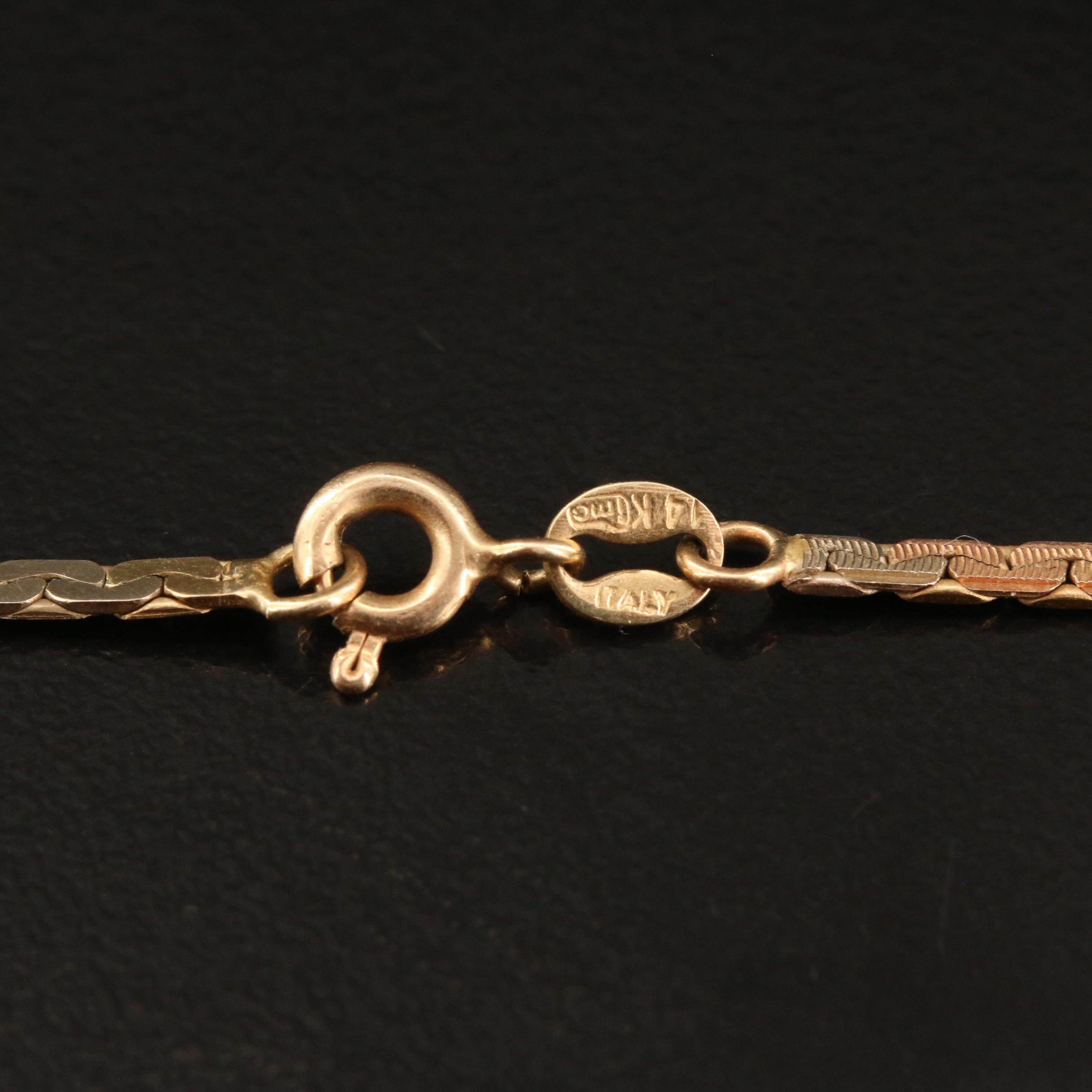 14K Tri-Color Gold Chevron C-Link Necklace