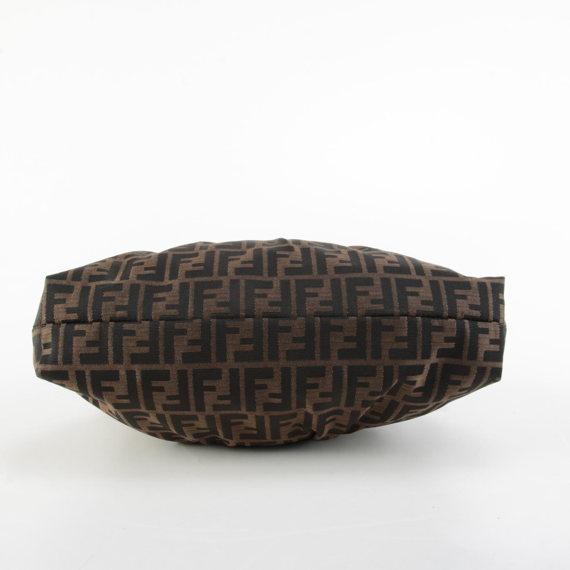 Fendi Chef Shoulder Bag in Brown Zucca Canvas with Leather Trim