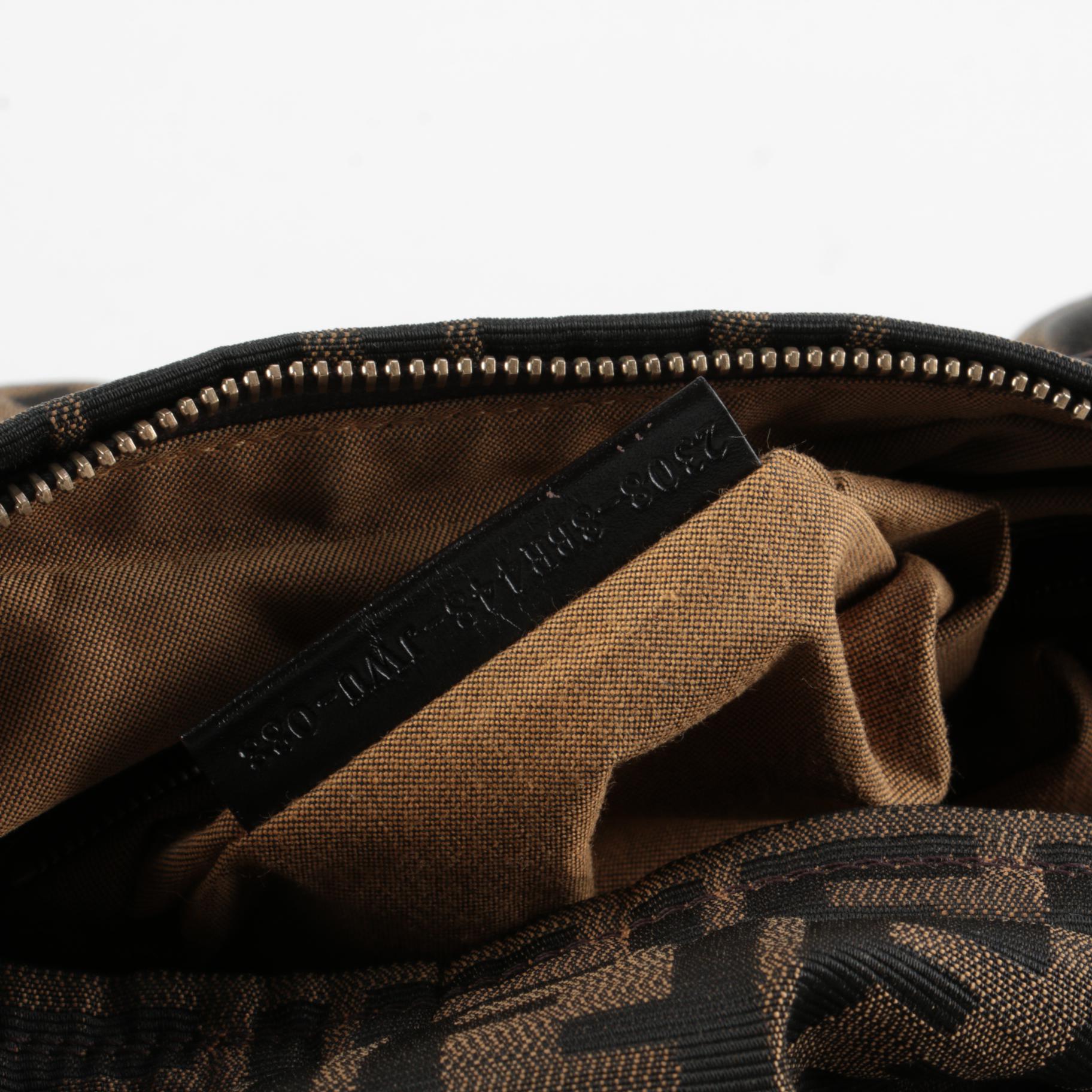 Fendi Chef Shoulder Bag in Brown Zucca Canvas with Leather Trim