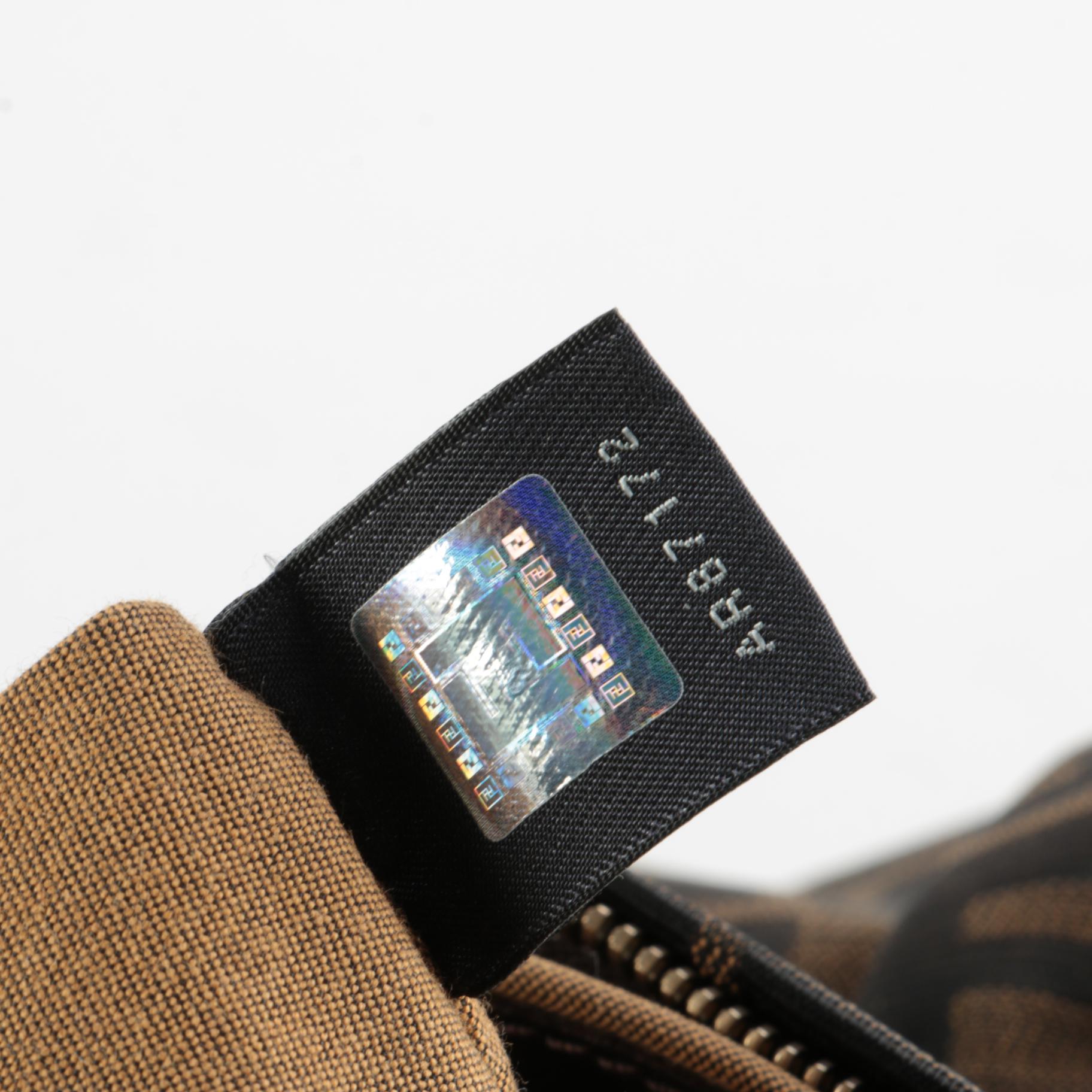 Fendi Chef Shoulder Bag in Brown Zucca Canvas with Leather Trim