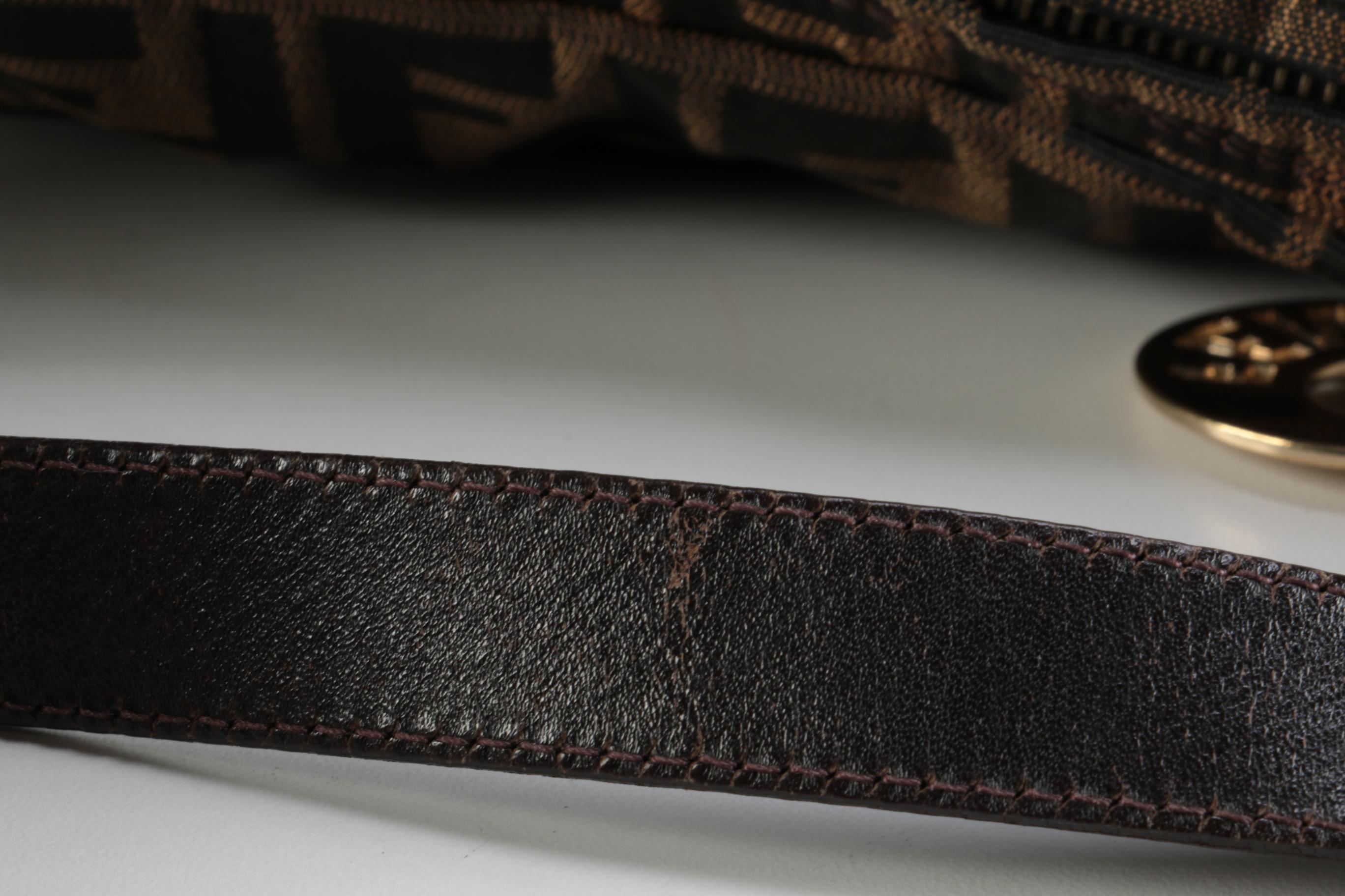 Fendi Chef Shoulder Bag in Brown Zucca Canvas with Leather Trim