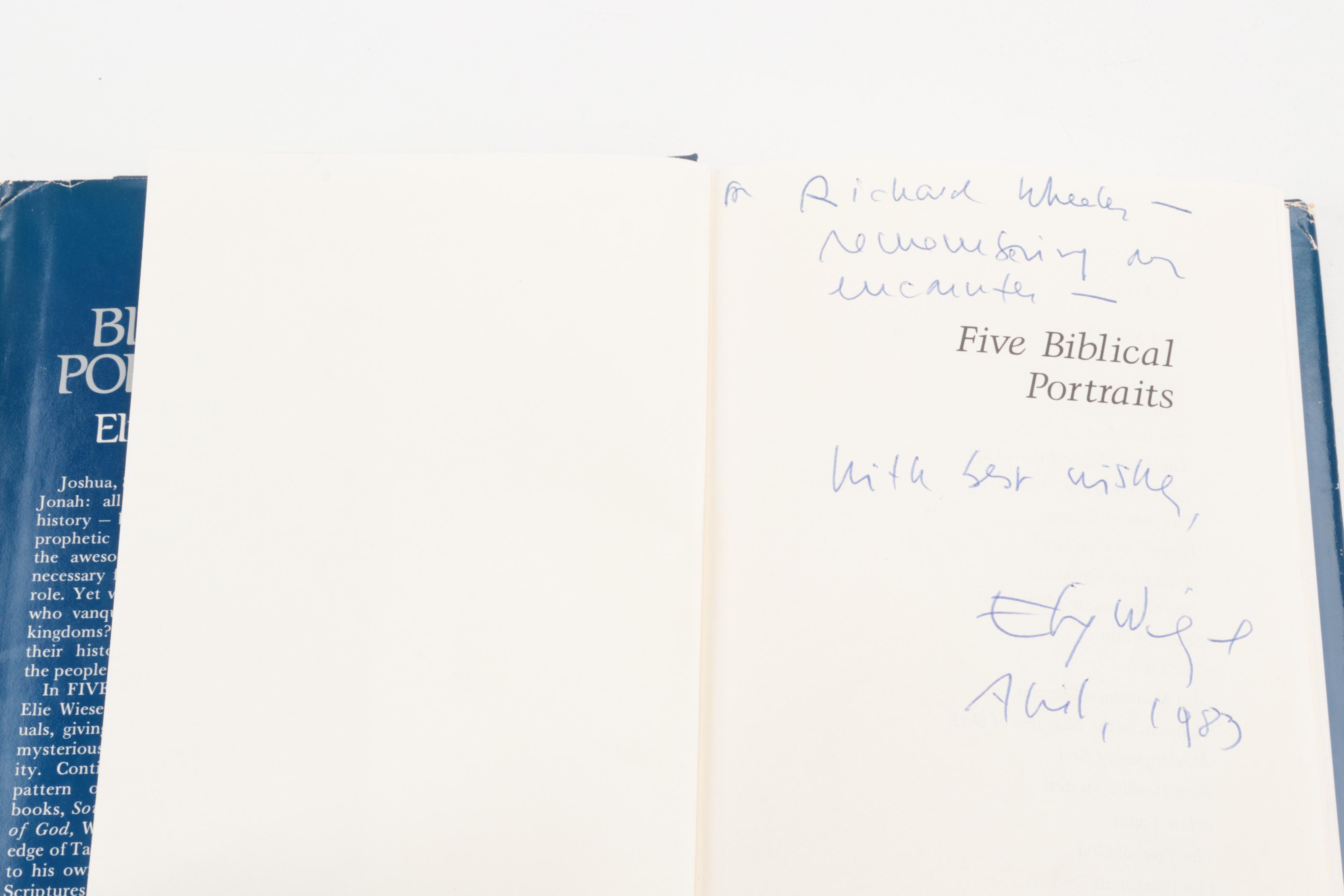 Elie Wiesel Books, Included Signed "Five Biblical Portraits"