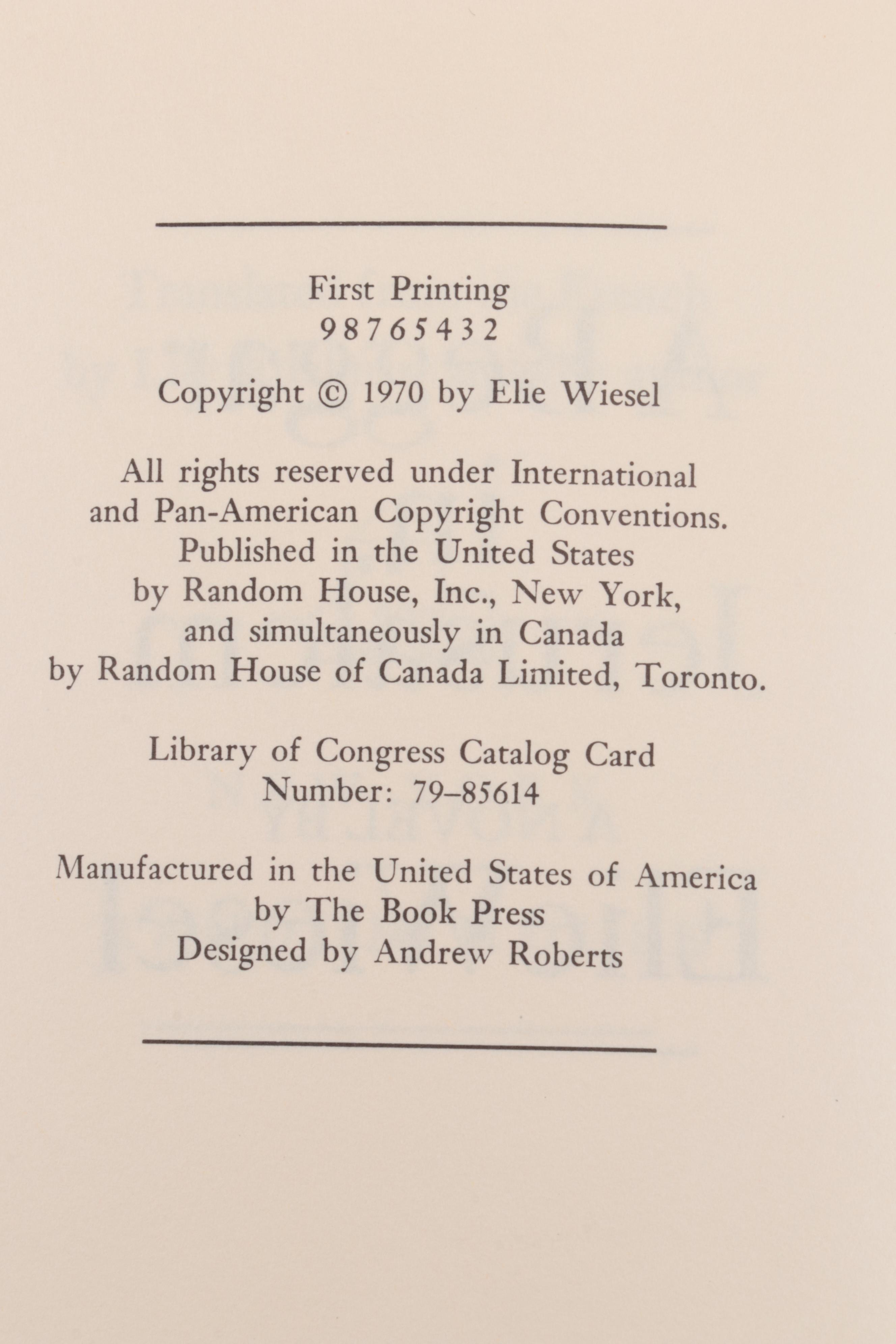 Elie Wiesel Books, Included Signed "Five Biblical Portraits"