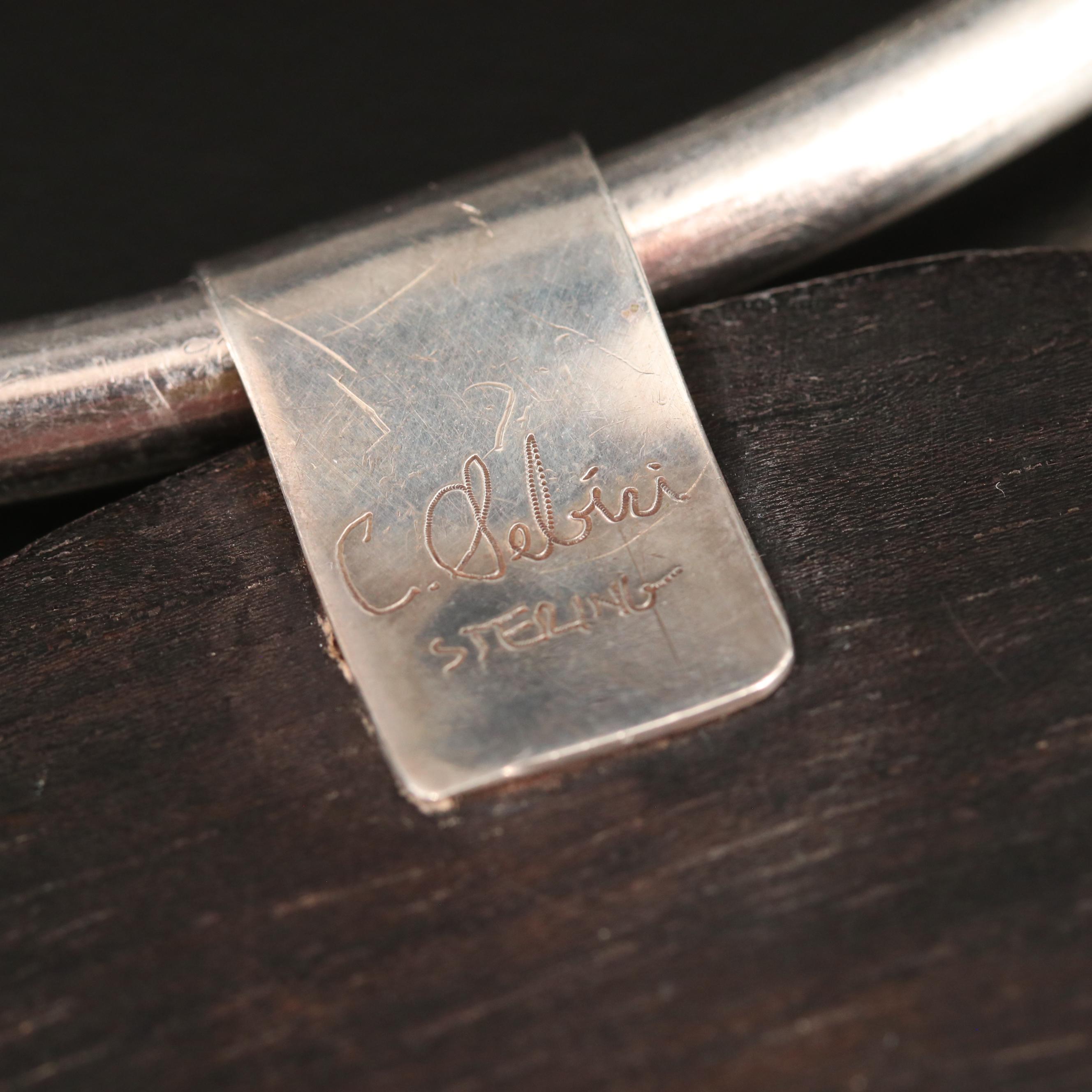 Celia Sebiri Sterling Silver and Wood Leopard Torque Necklace