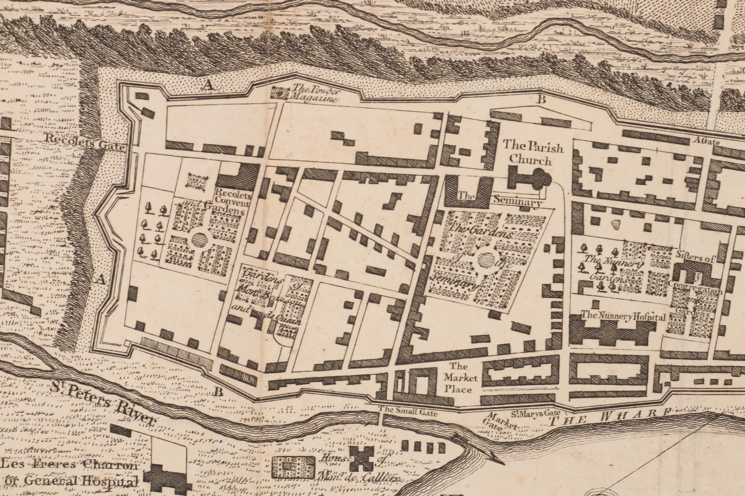 Engraved Map after Thomas Jefferys Plan of Montreal and Ville Marie, 1759