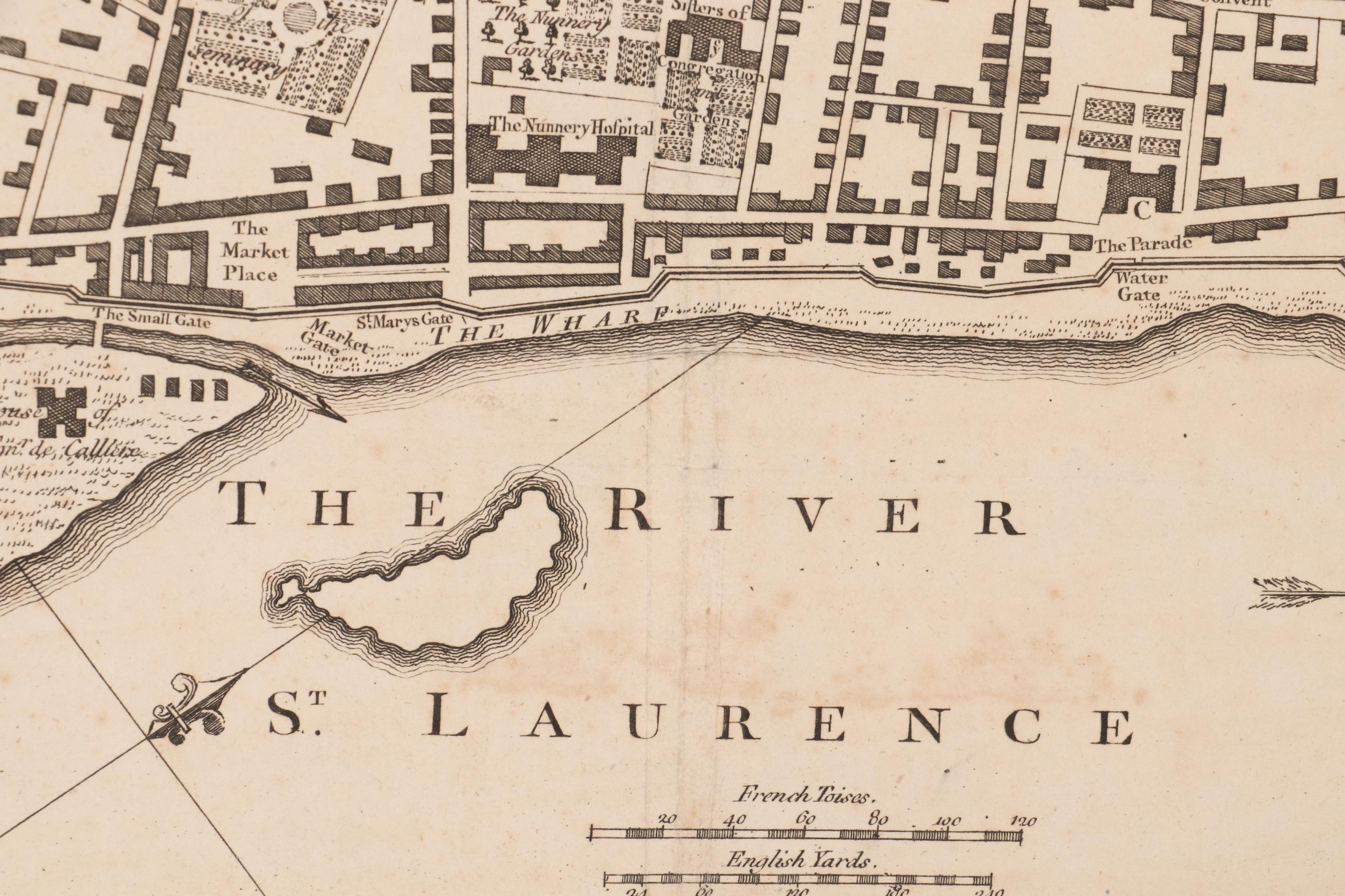 Engraved Map after Thomas Jefferys Plan of Montreal and Ville Marie, 1759