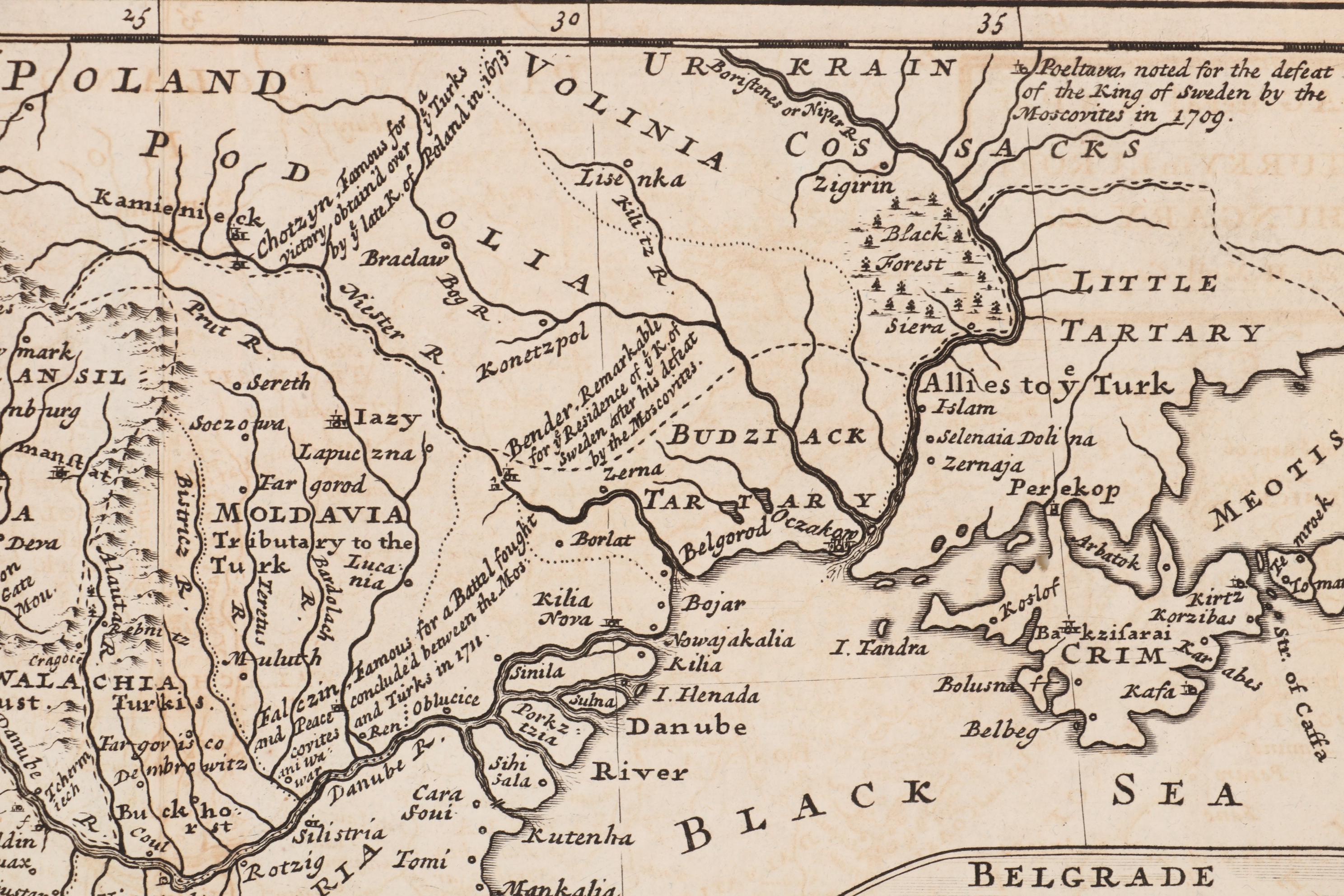 Herman Moll Engraving Map of Turkey and Hungary, circa 1729