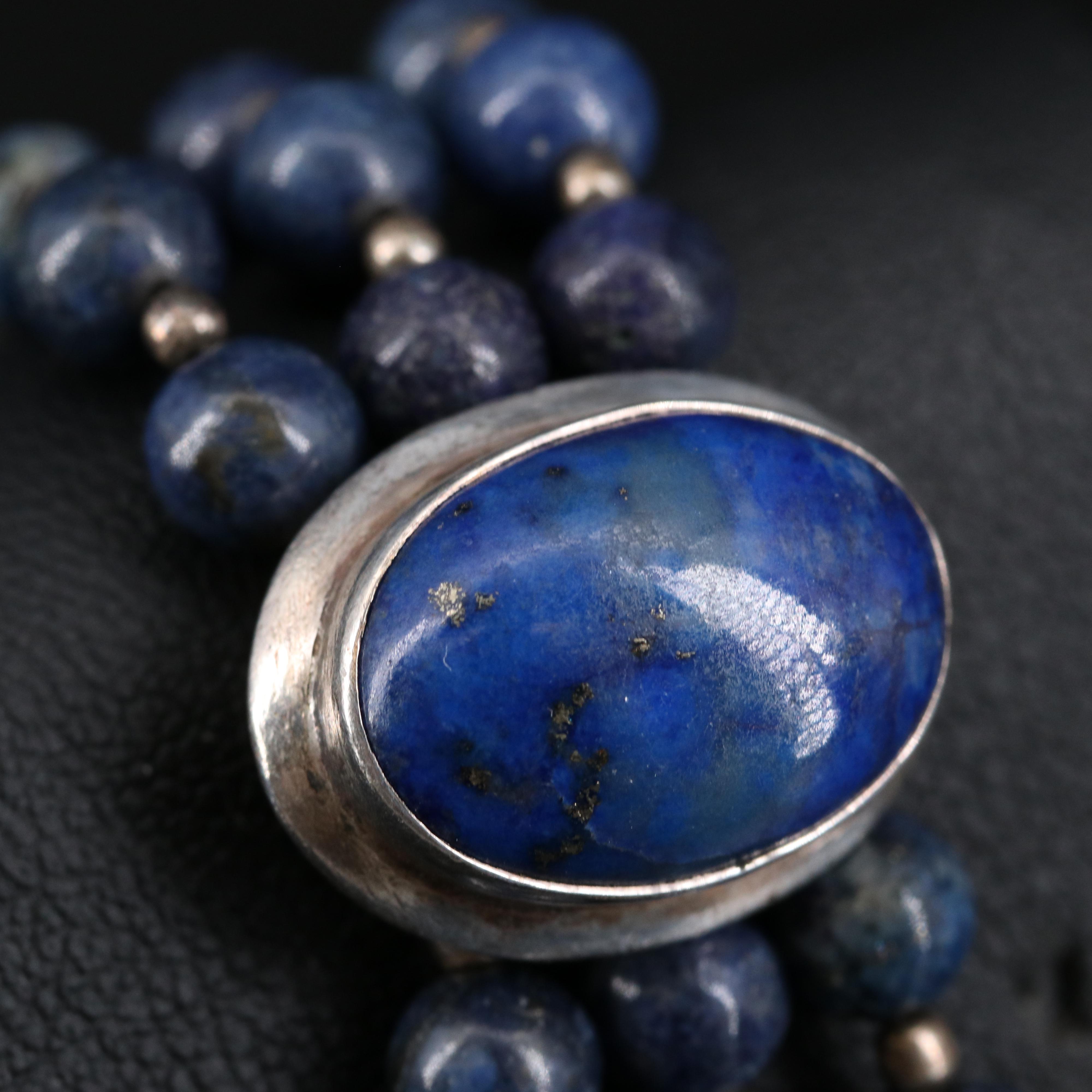 Sterling Silver Lapis Lazuli Multi Strand Bracelet