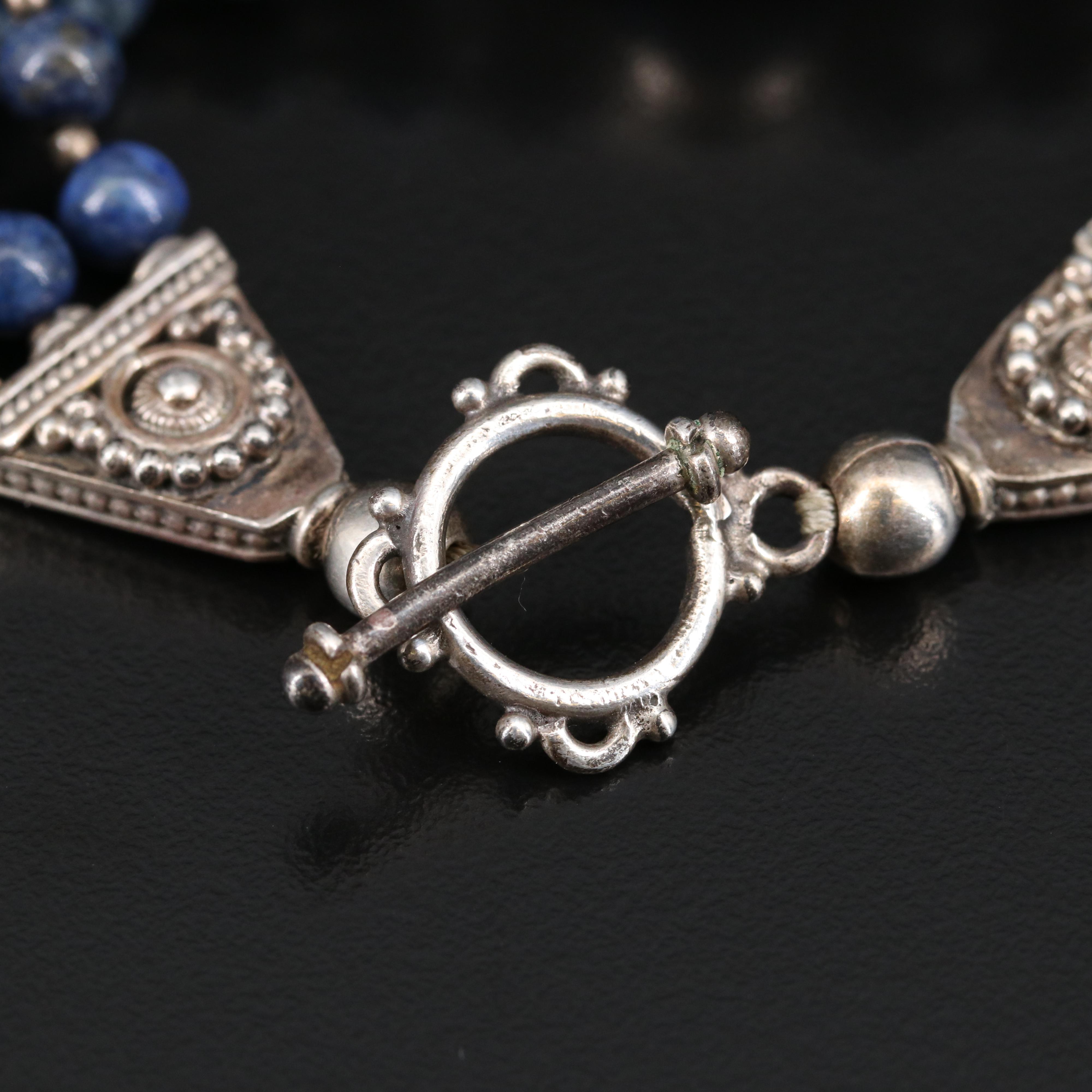 Sterling Silver Lapis Lazuli Multi Strand Bracelet