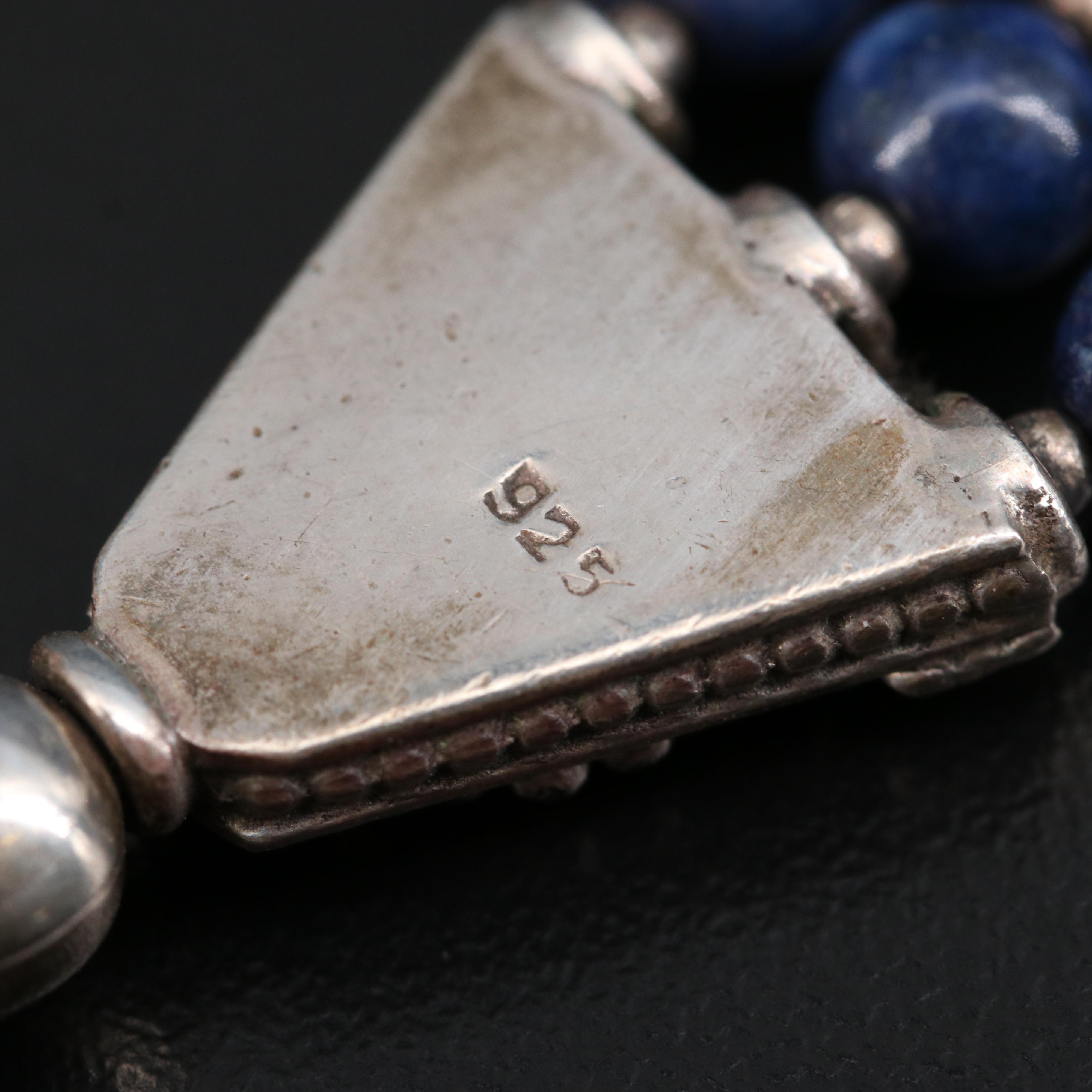 Sterling Silver Lapis Lazuli Multi Strand Bracelet