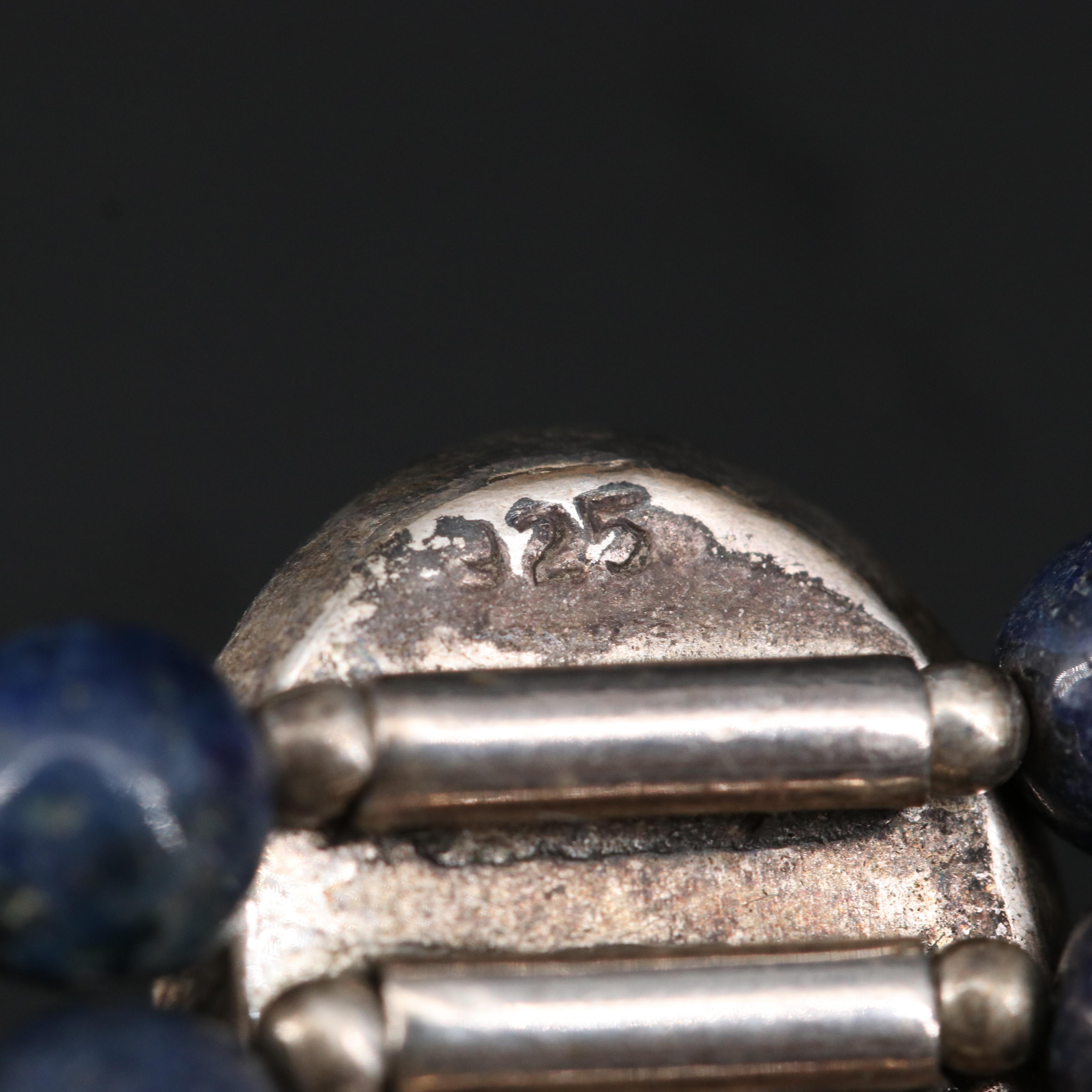 Sterling Silver Lapis Lazuli Multi Strand Bracelet