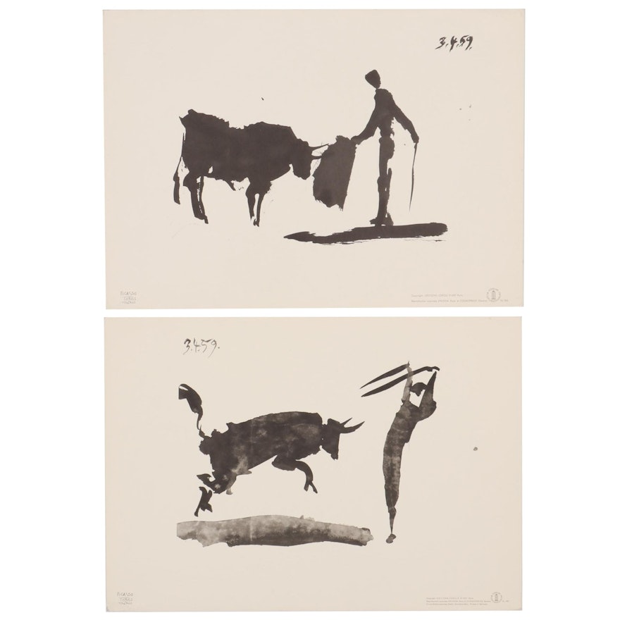Photomechanical Prints after Pablo Picasso Ink Sketches, Mid-20th Century