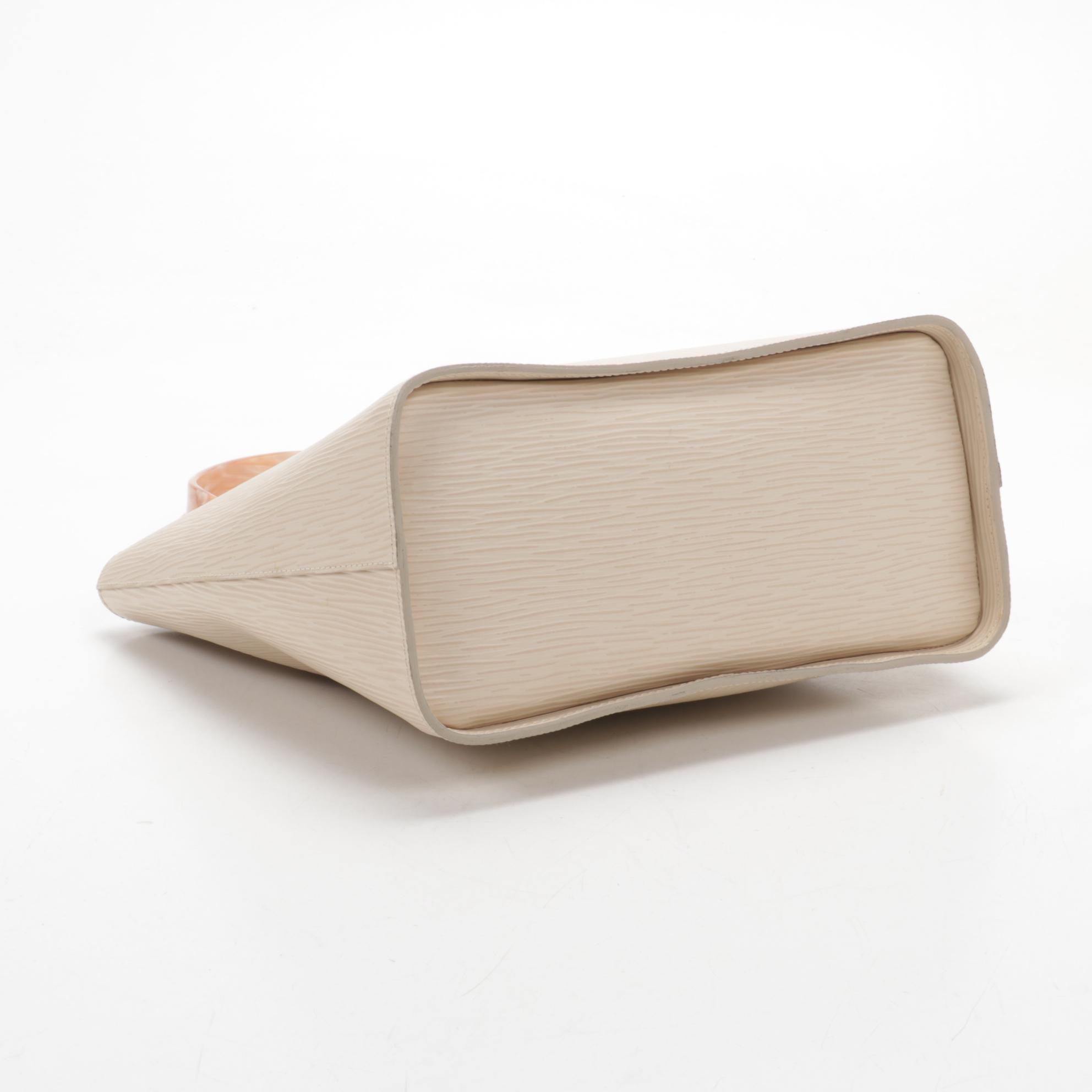 Lamarthe Paris Portofino Beige Embossed Leather Tote with Double Resin Handles