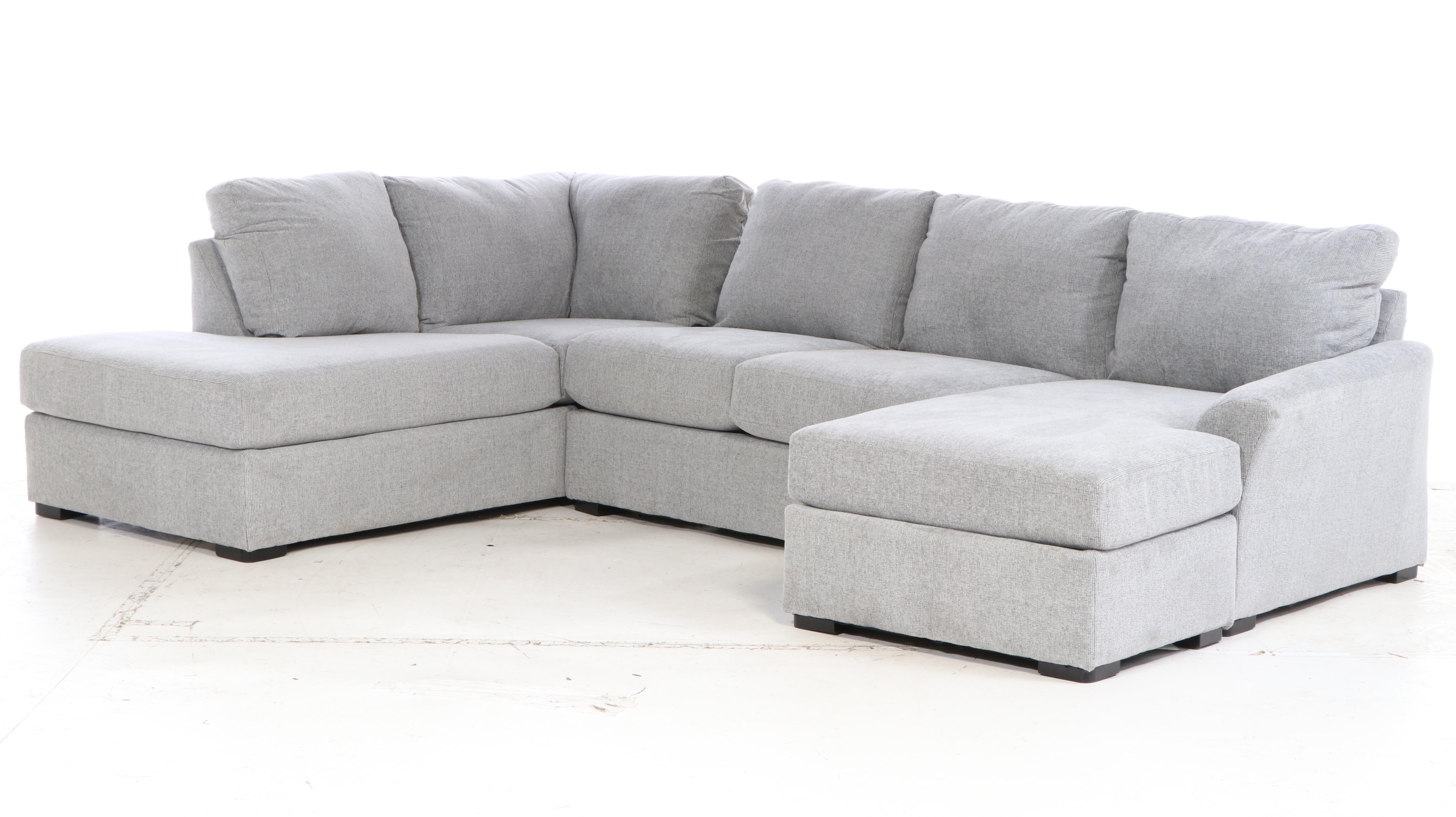 Broyhill Contemporary Upholstered Sectional Sofa with Ottoman