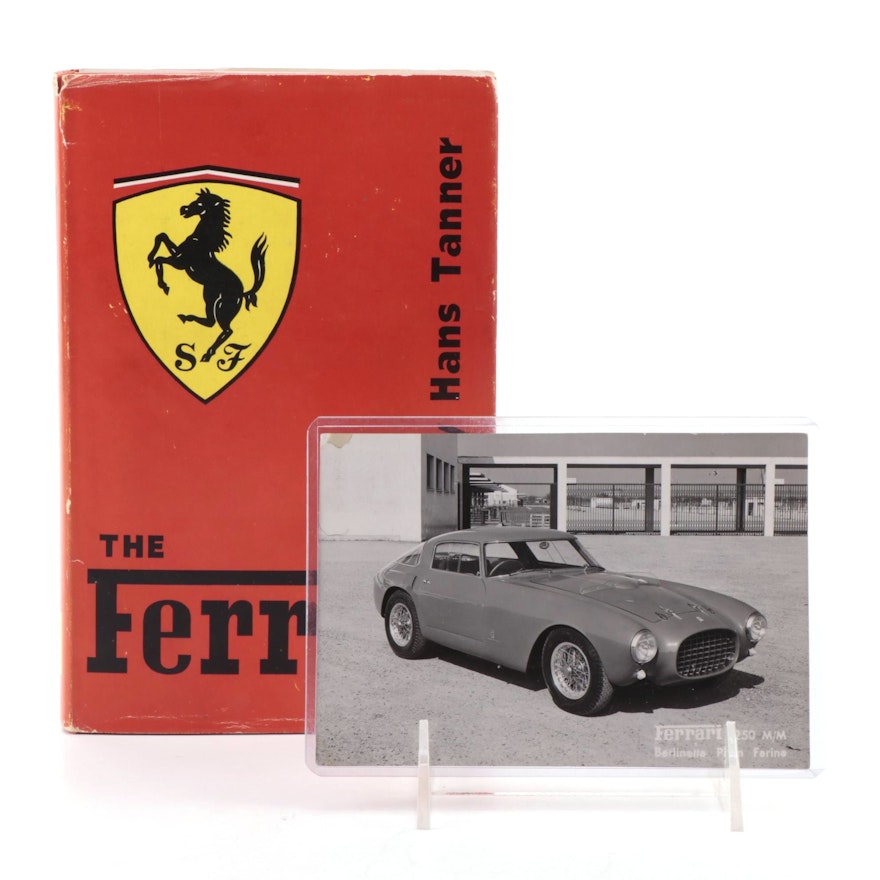 "The Ferrari" by Hans Tanner and Signed Enzo Ferrari Postcard, Visual COA, 1959