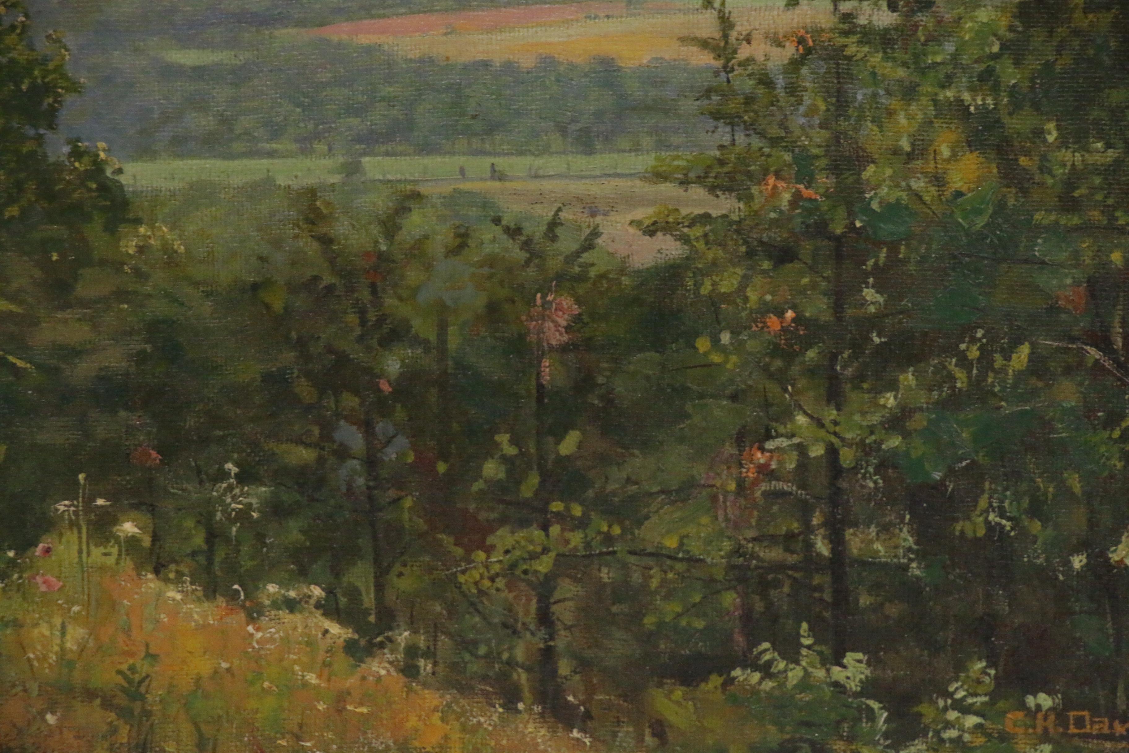C. H. Davis Landscape Oil Painting