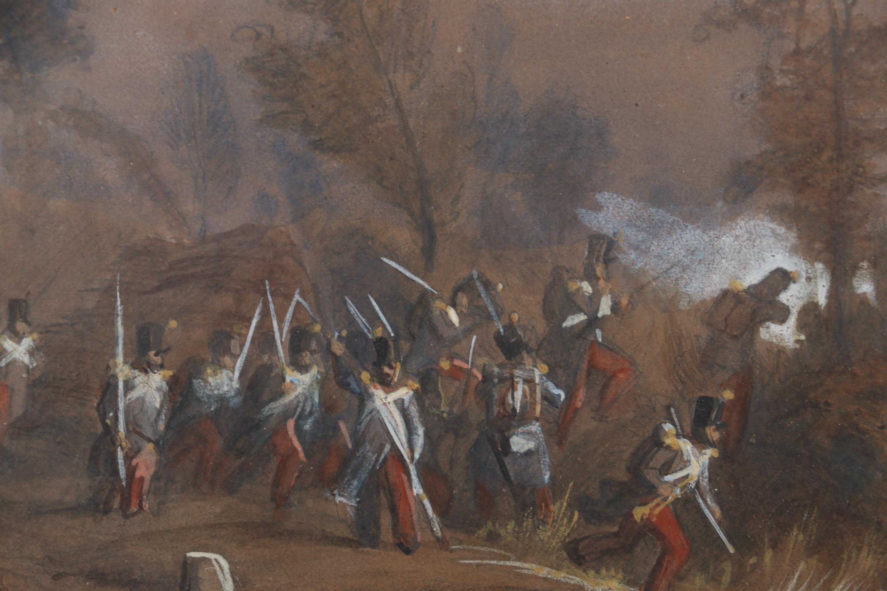 Henri Philippoteaux Watercolor Painting of Battle Scene, 19th Century