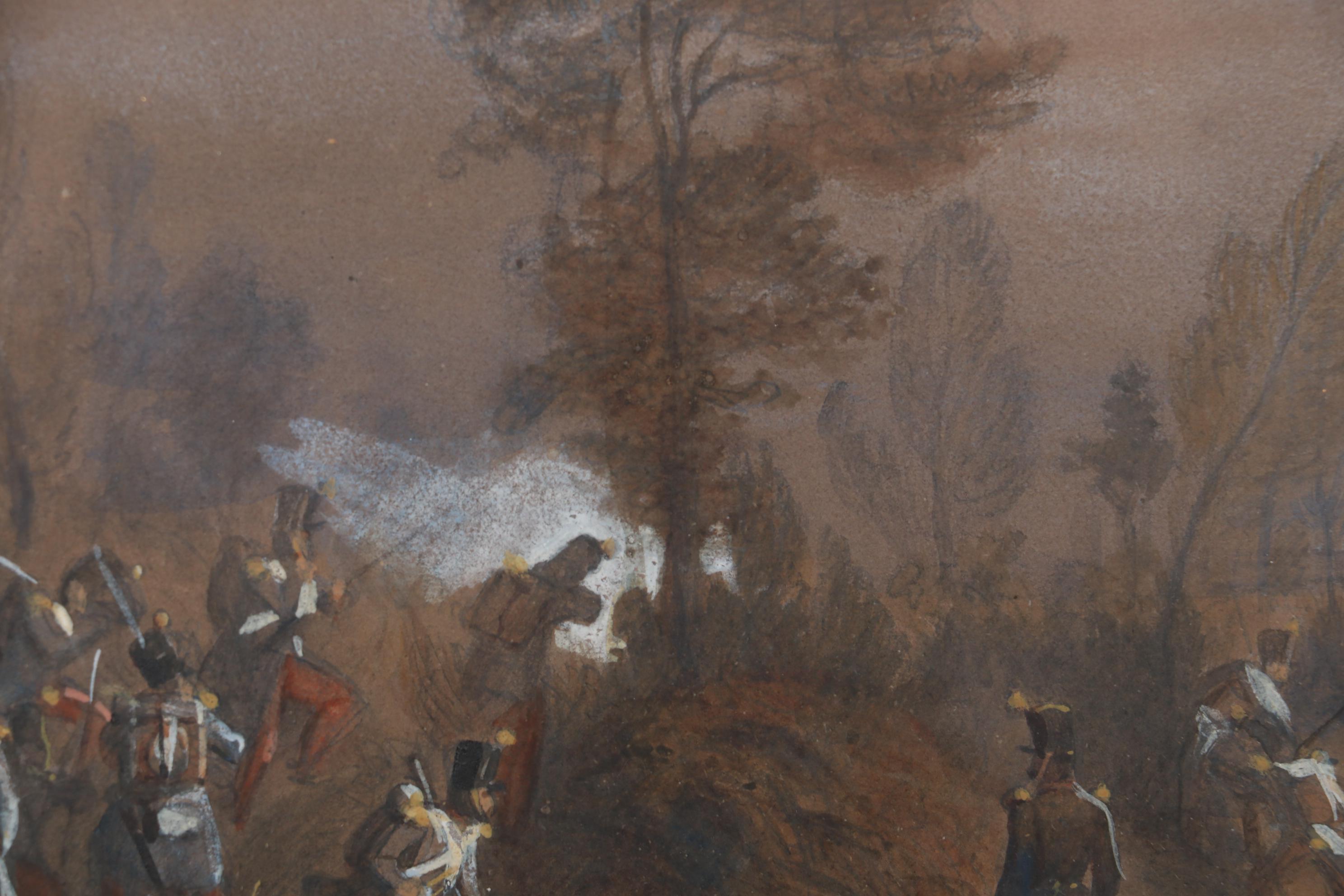 Henri Philippoteaux Watercolor Painting of Battle Scene, 19th Century