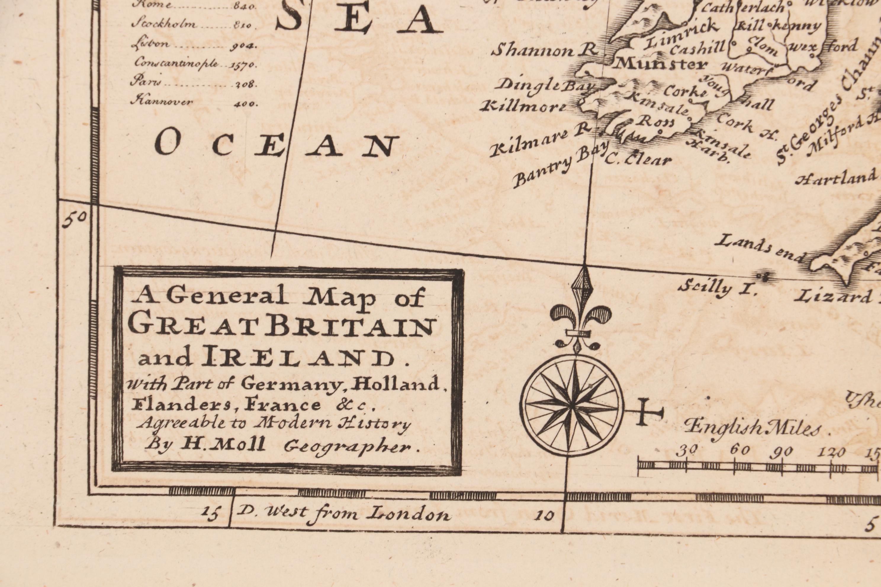 Herman Moll Engraved Map of Great Britain and Ireland, circa 1729