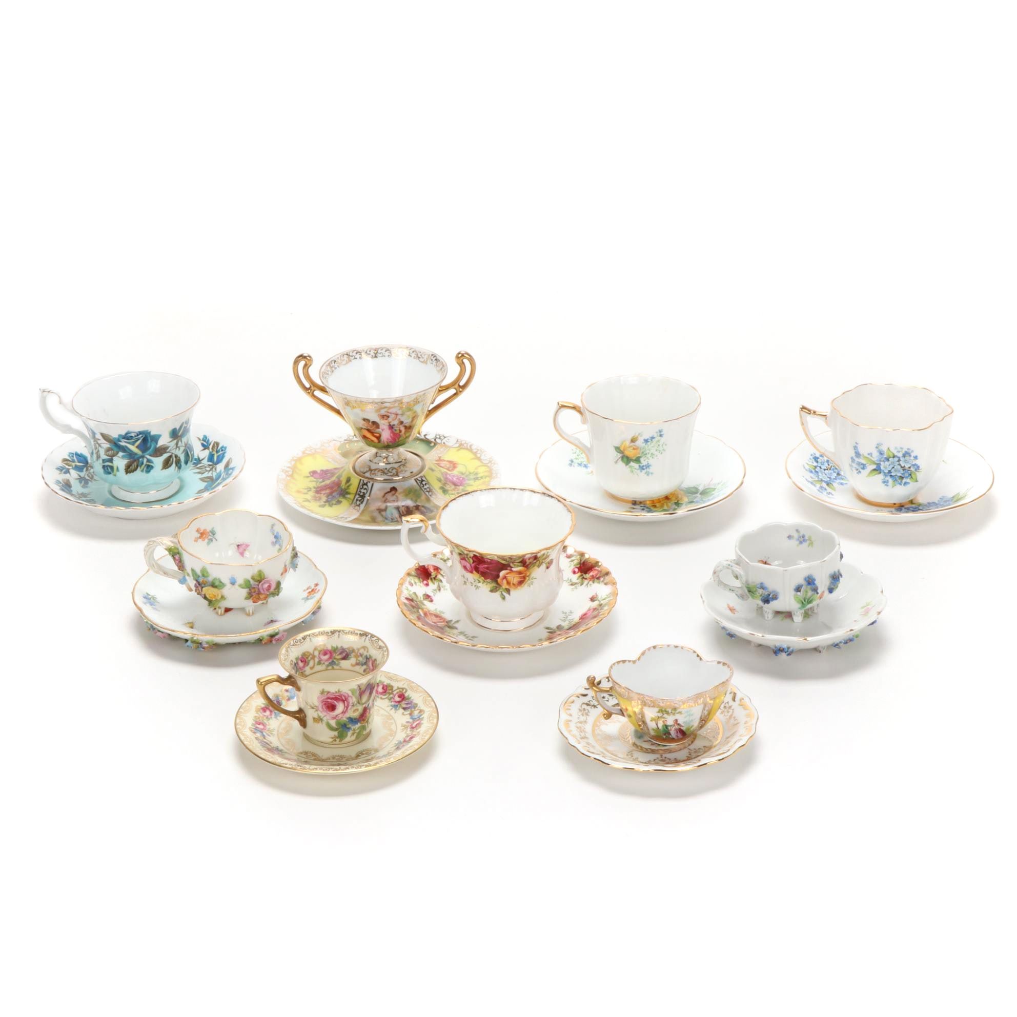 Rosenthal, Meissen, and More Bone China Teacups with Saucers, Vintage