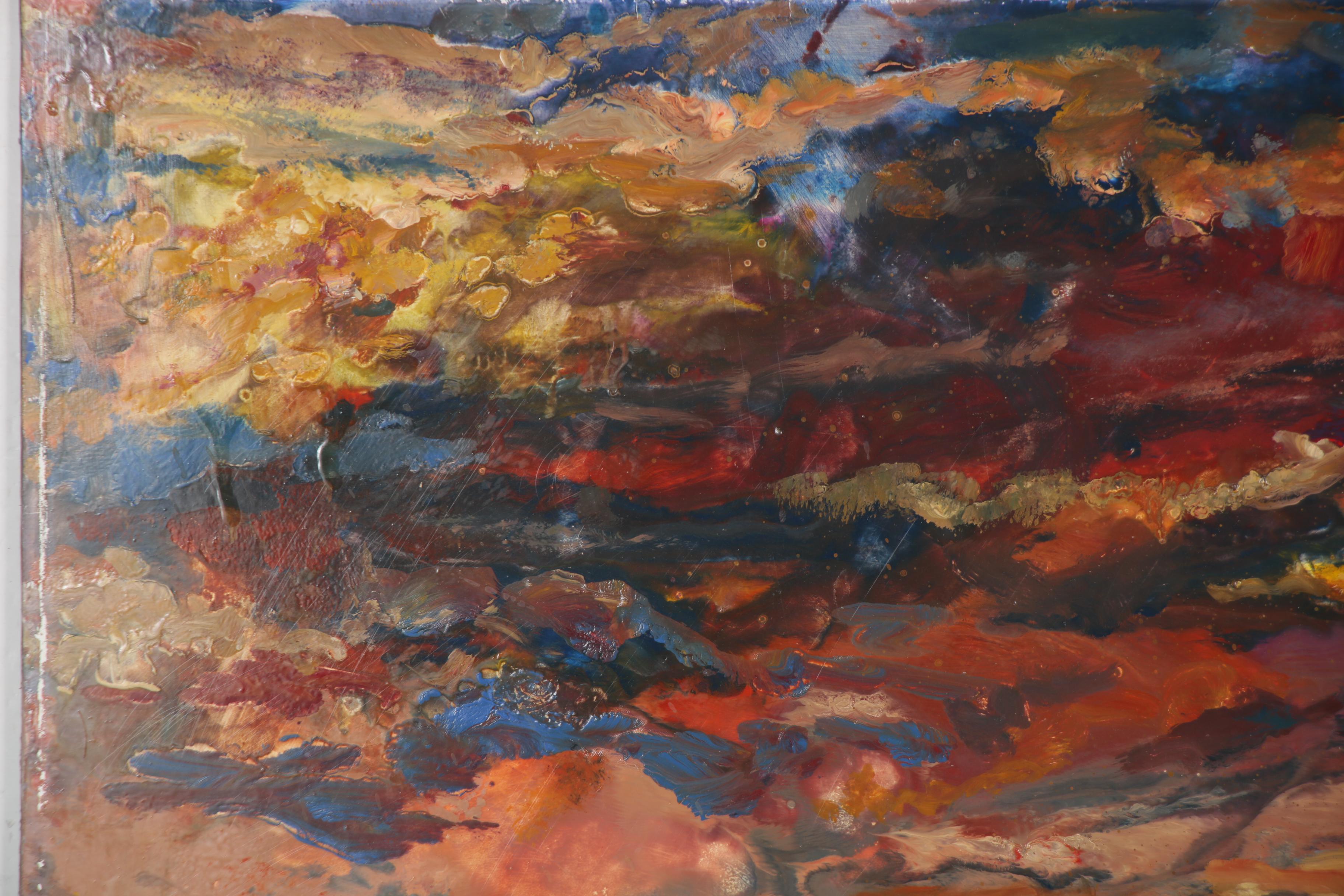 John Schweikhard Oil Painting "Skywatch," Late 20th Century