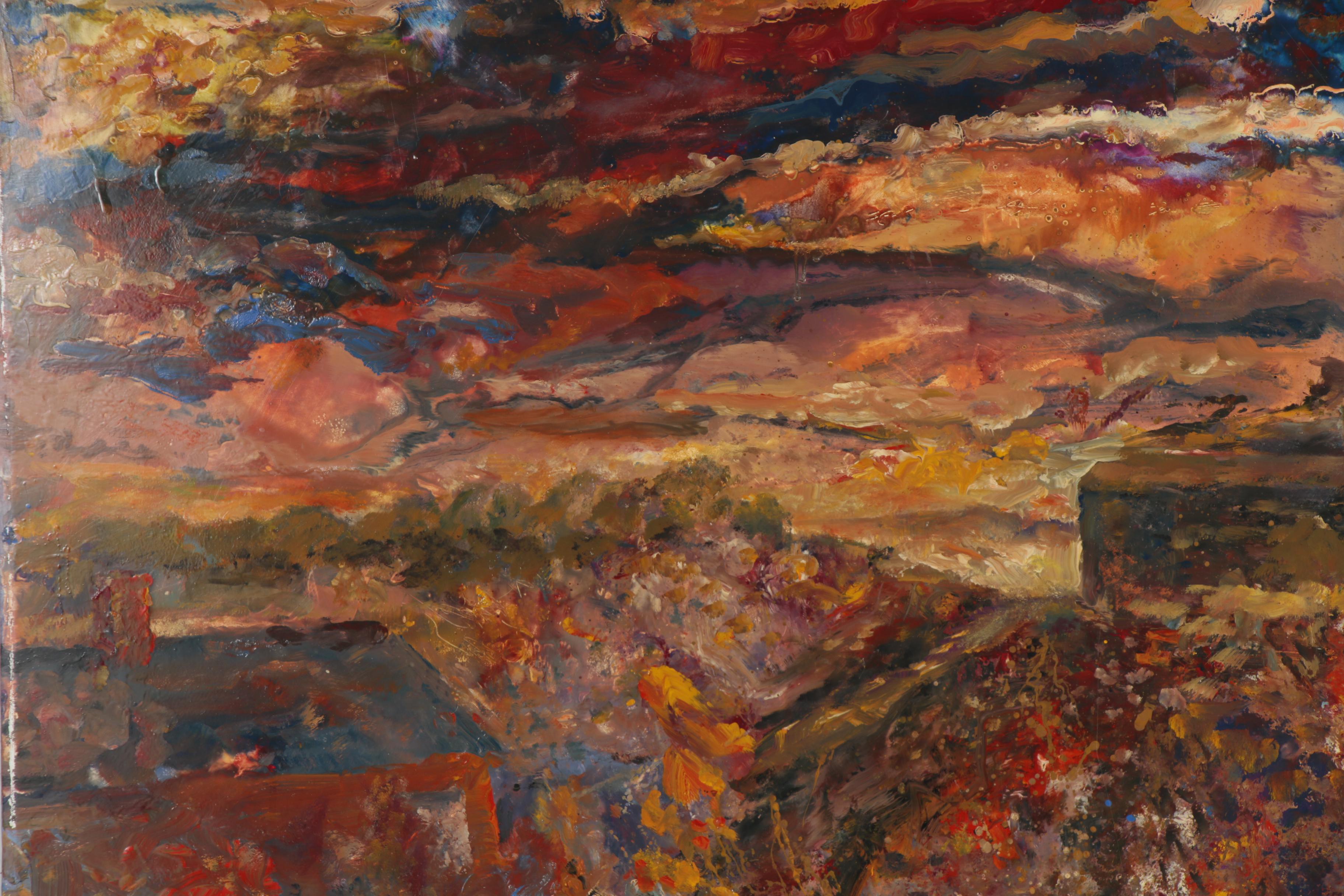 John Schweikhard Oil Painting "Skywatch," Late 20th Century