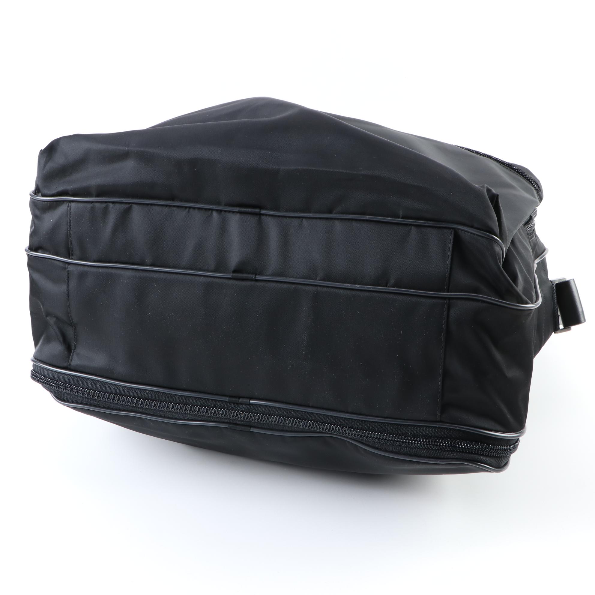 Prada Large Travel Bag in Black Nylon with Grosgrain Canvas Handles