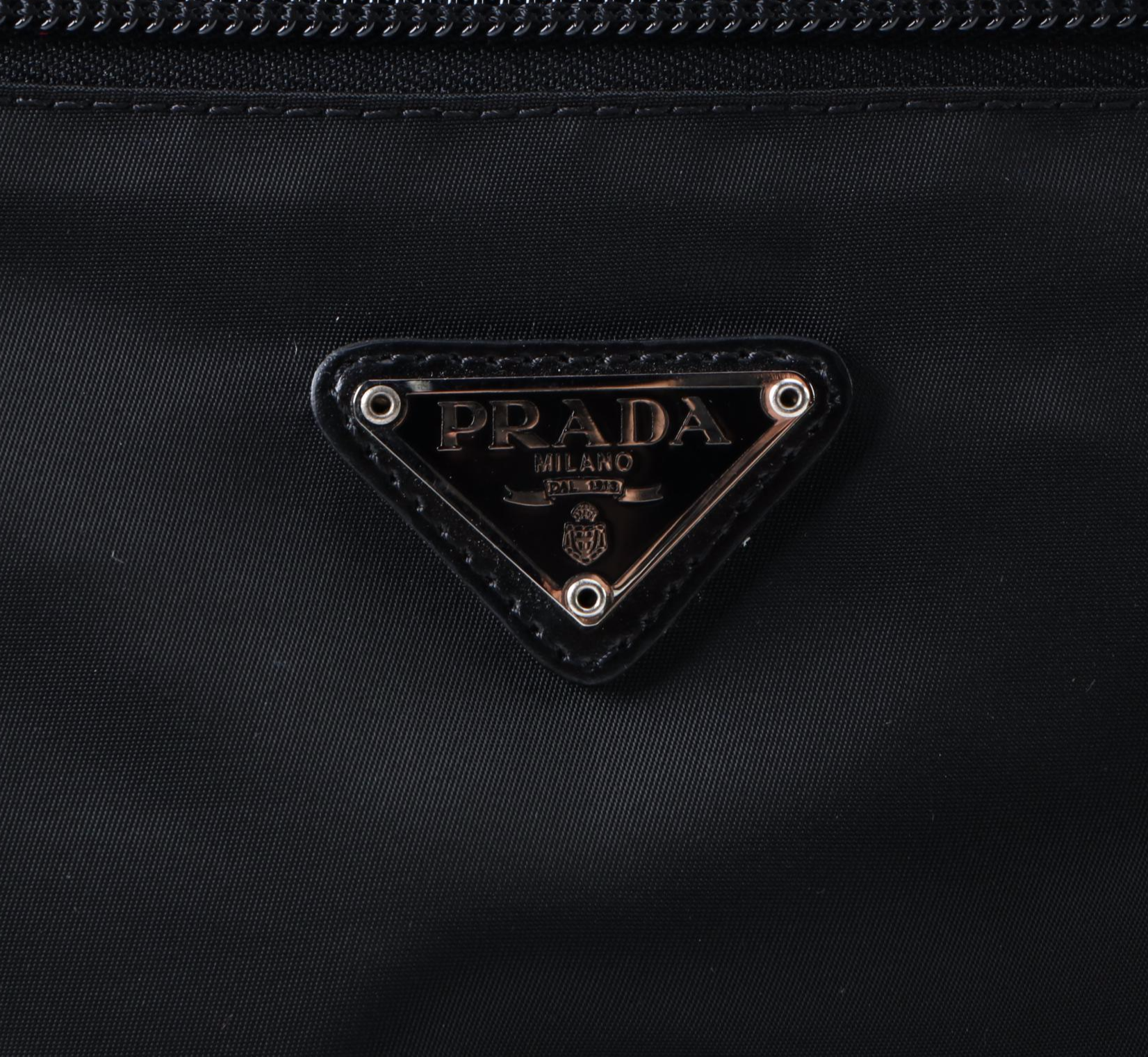 Prada Large Travel Bag in Black Nylon with Grosgrain Canvas Handles