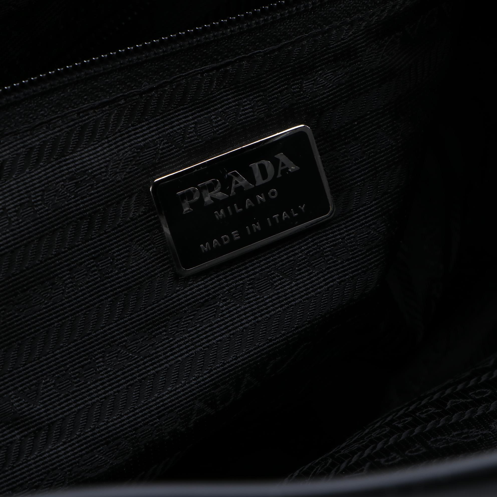 Prada Large Travel Bag in Black Nylon with Grosgrain Canvas Handles