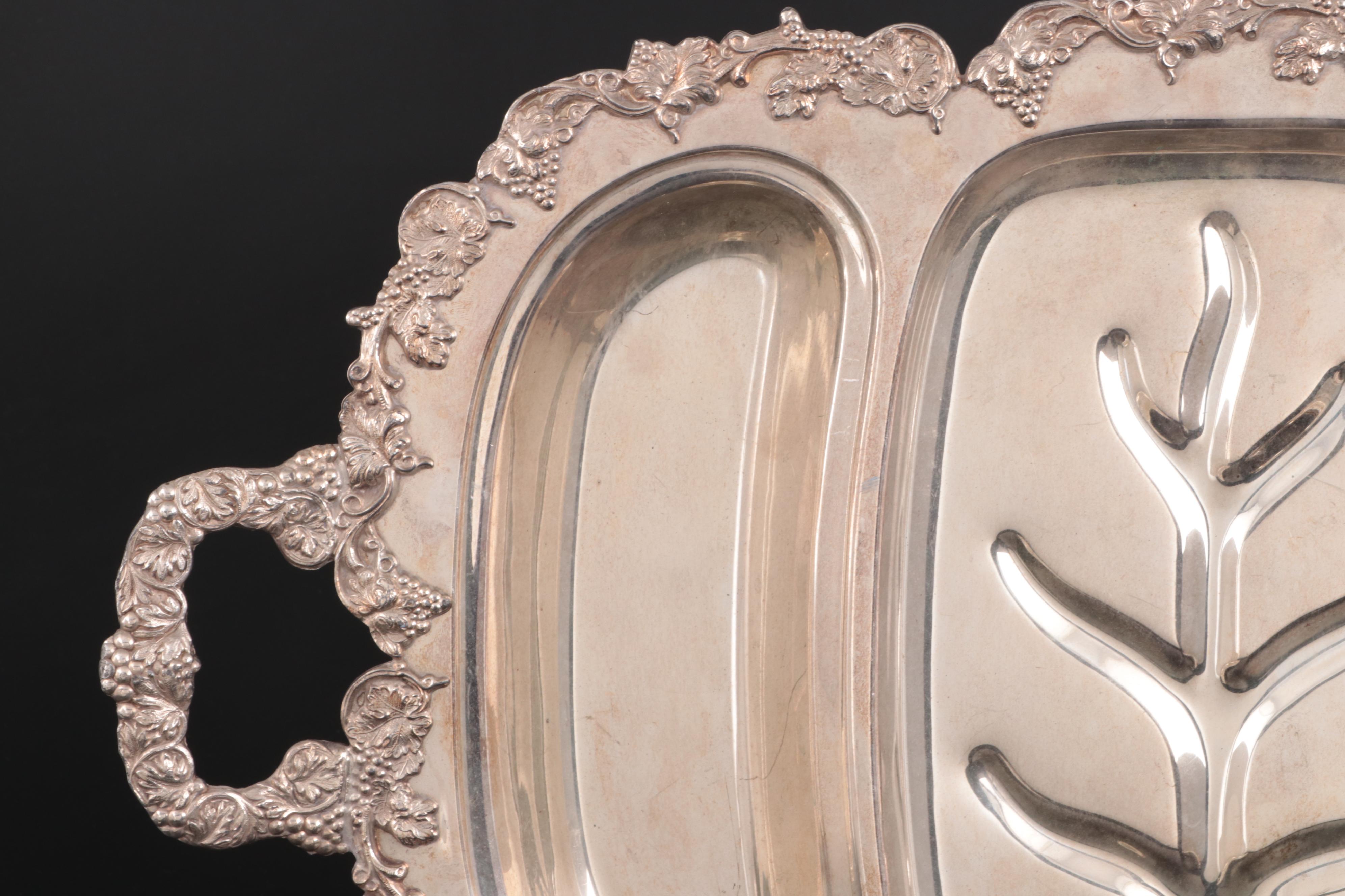 Sheridan and English Silver Mfg. Co. Divided Meat Trays, Mid-Late 20th Century