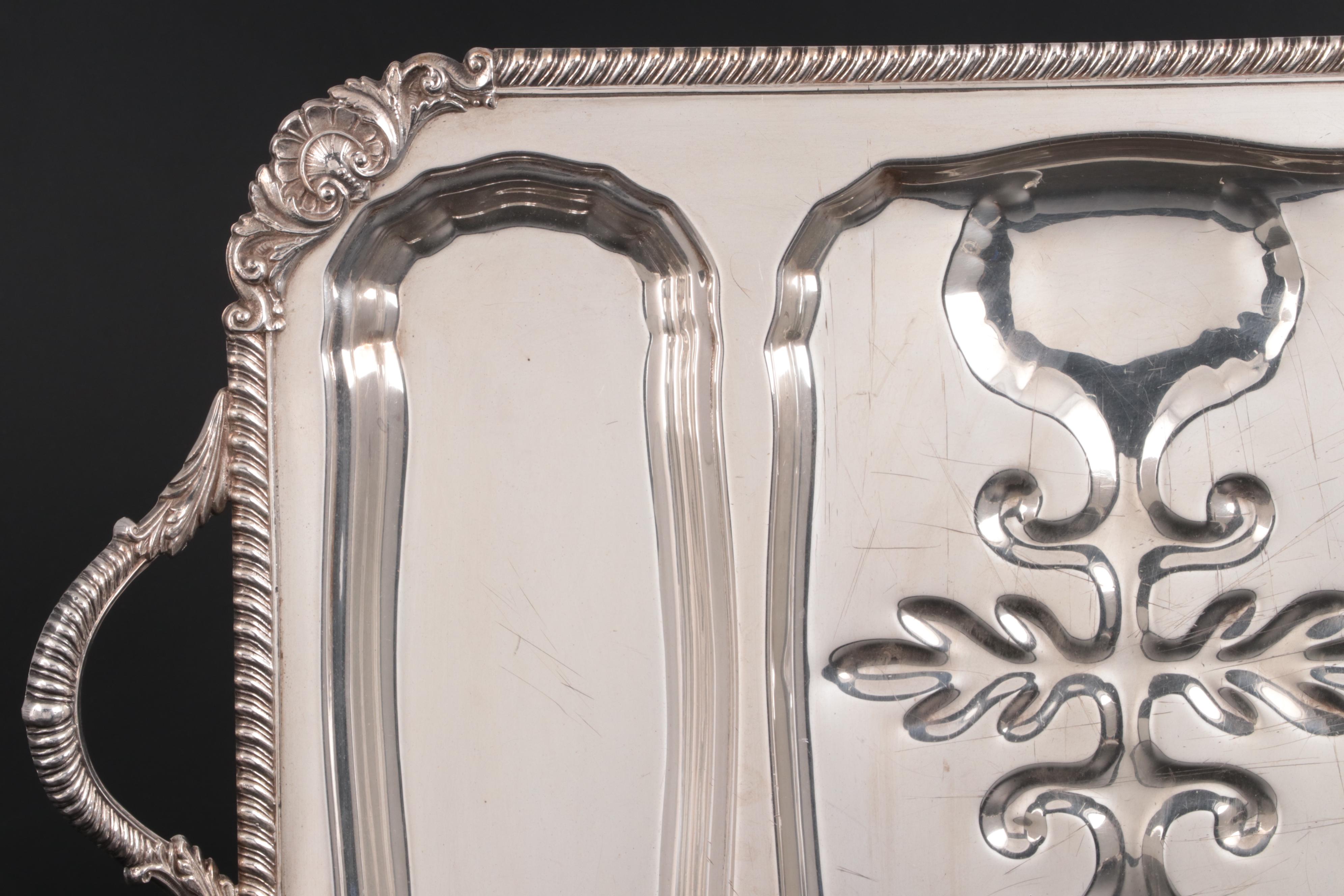 Sheridan and English Silver Mfg. Co. Divided Meat Trays, Mid-Late 20th Century