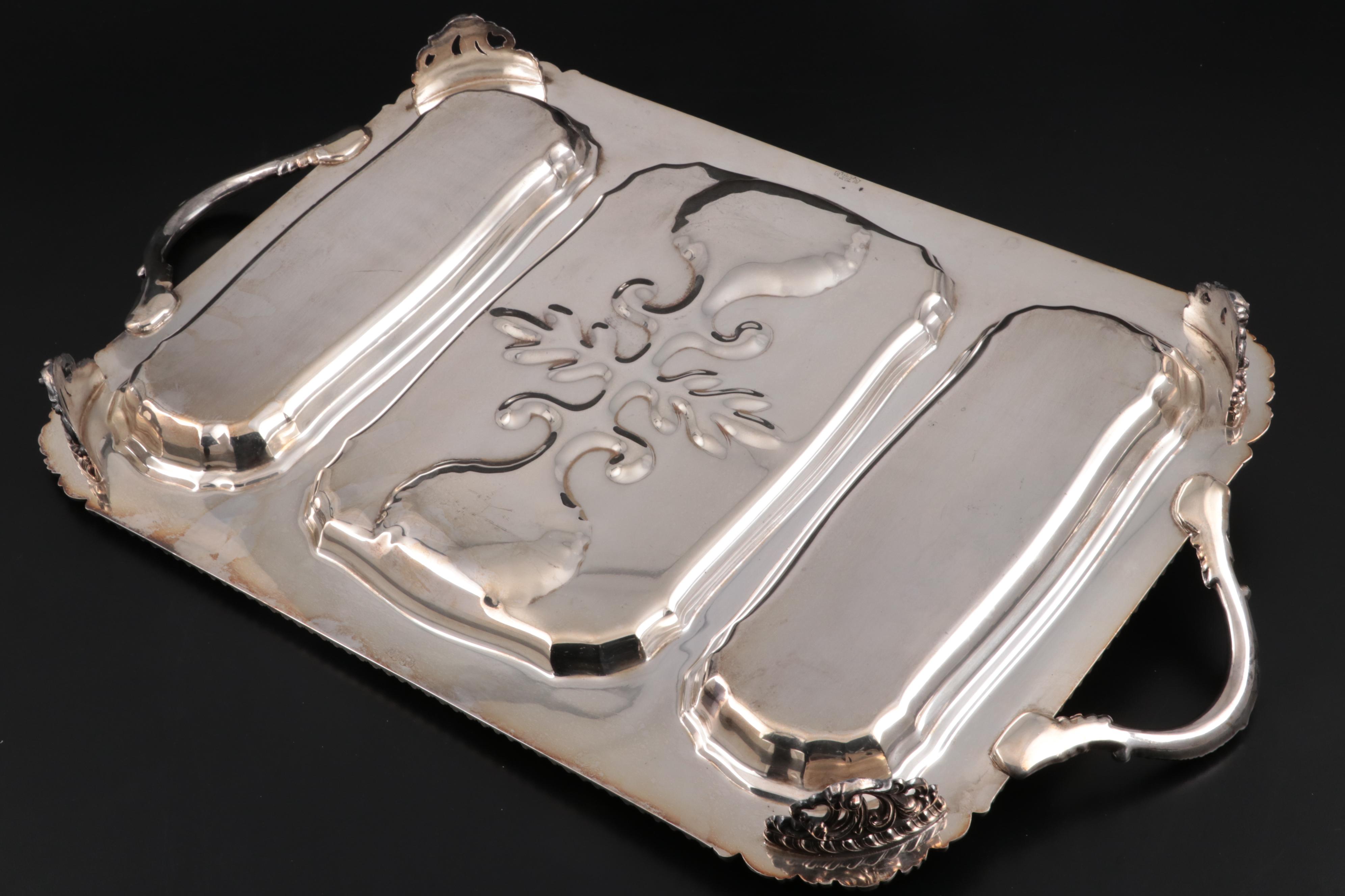 Sheridan and English Silver Mfg. Co. Divided Meat Trays, Mid-Late 20th Century