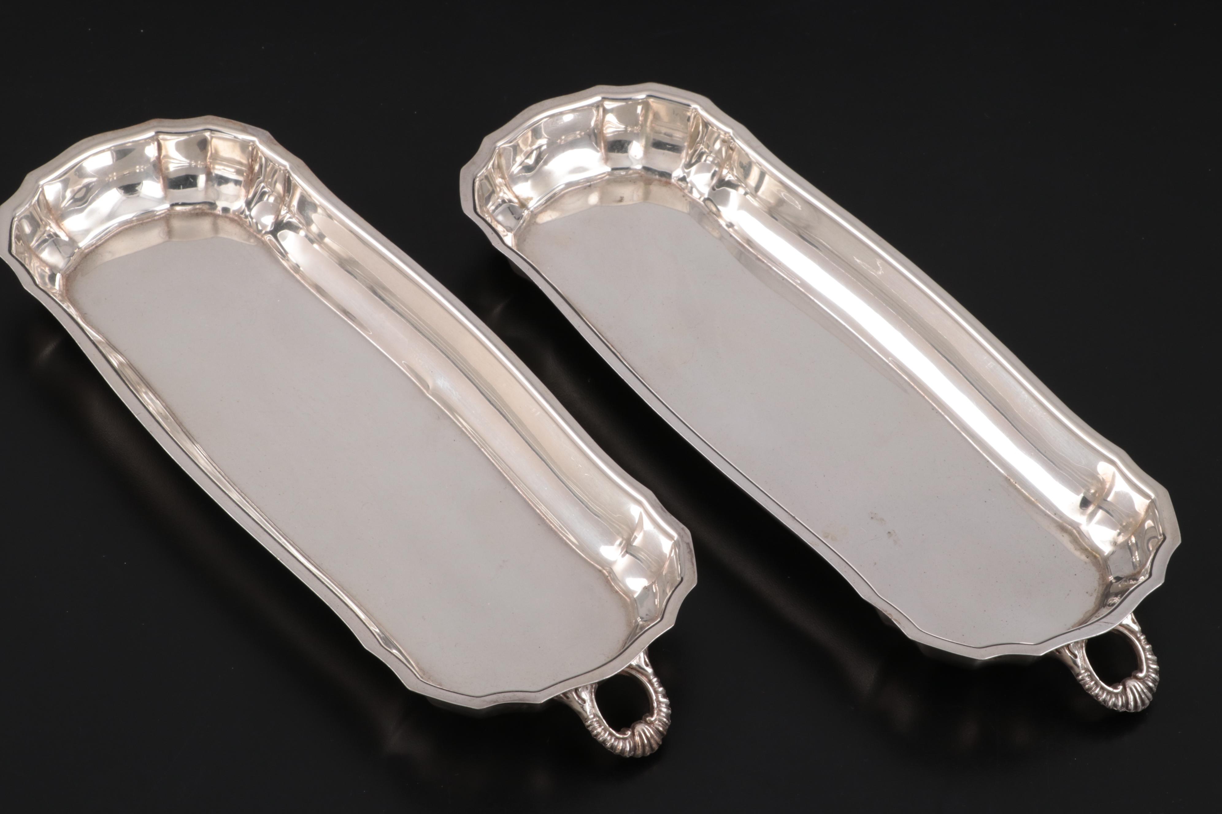 Sheridan and English Silver Mfg. Co. Divided Meat Trays, Mid-Late 20th Century