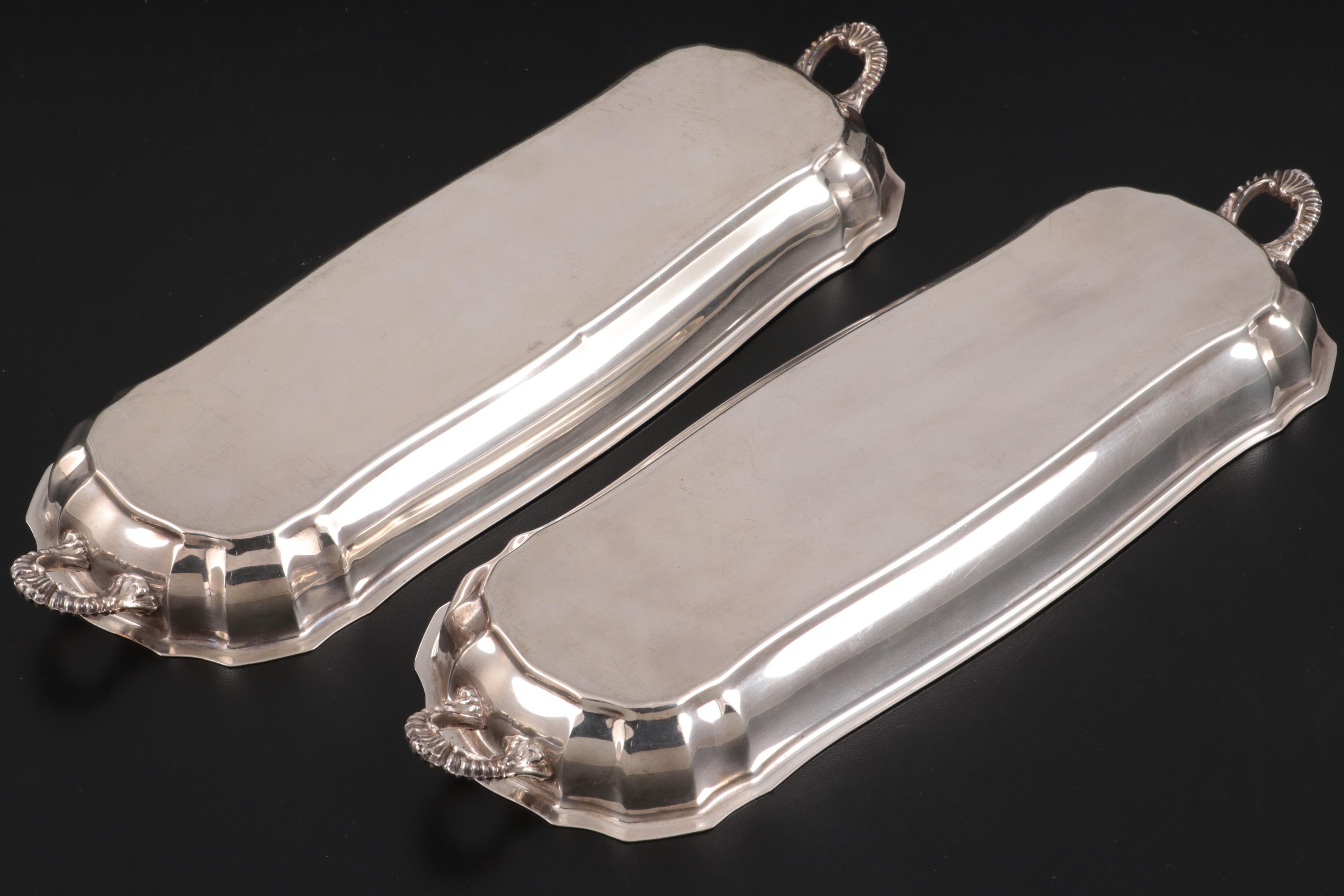 Sheridan and English Silver Mfg. Co. Divided Meat Trays, Mid-Late 20th Century