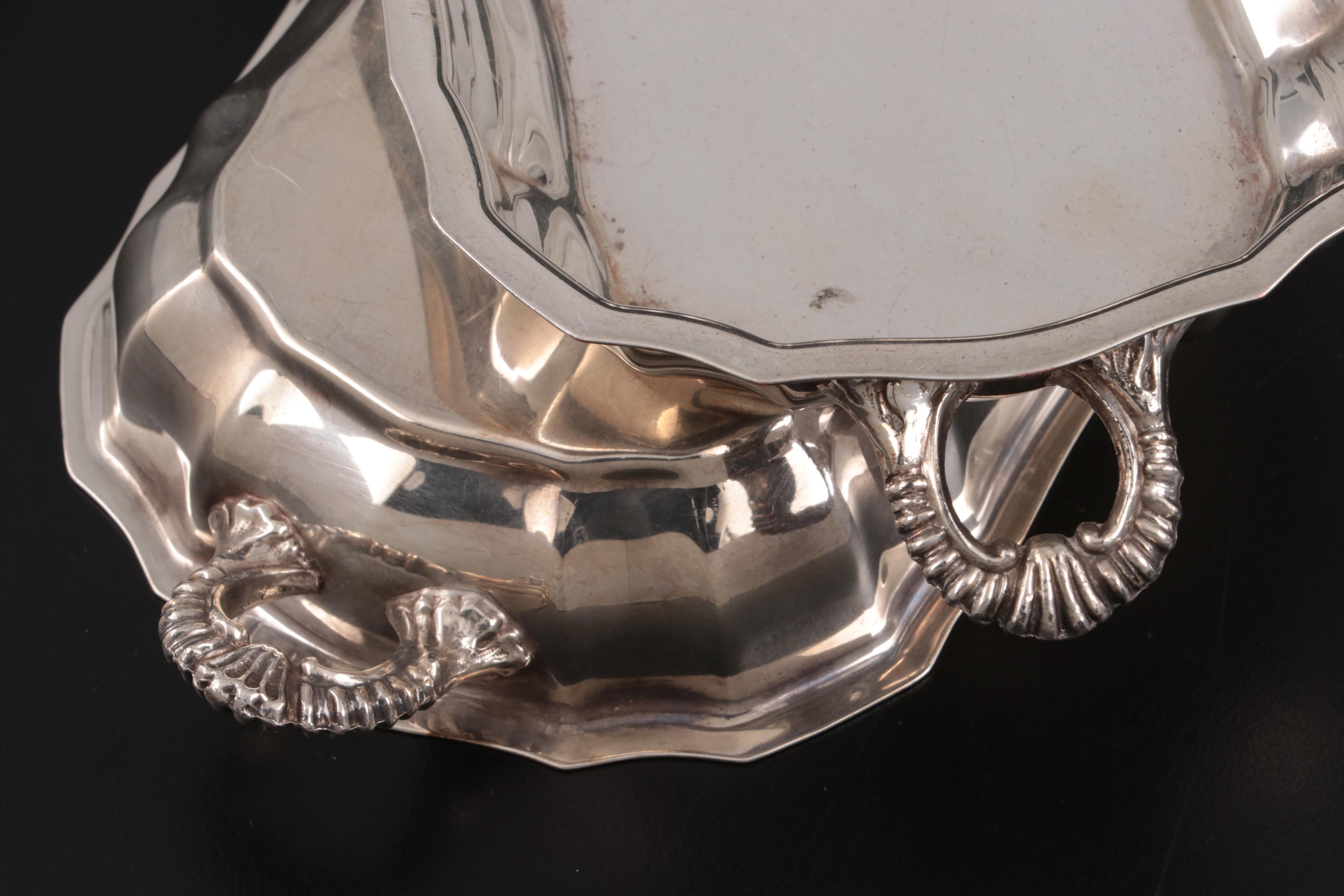 Sheridan and English Silver Mfg. Co. Divided Meat Trays, Mid-Late 20th Century