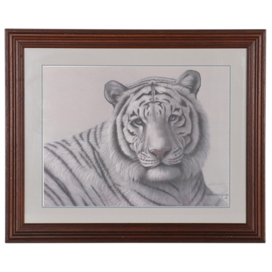 Harold Rigsby Offset Lithograph "White Bengal Tiger," Late 20th Century