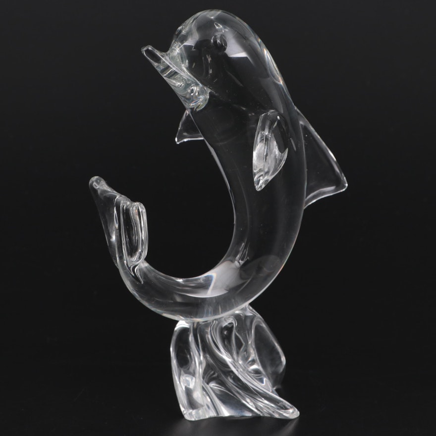 Lloyd Atkins for Steuben Art Glass Crystal Porpoise Figurine