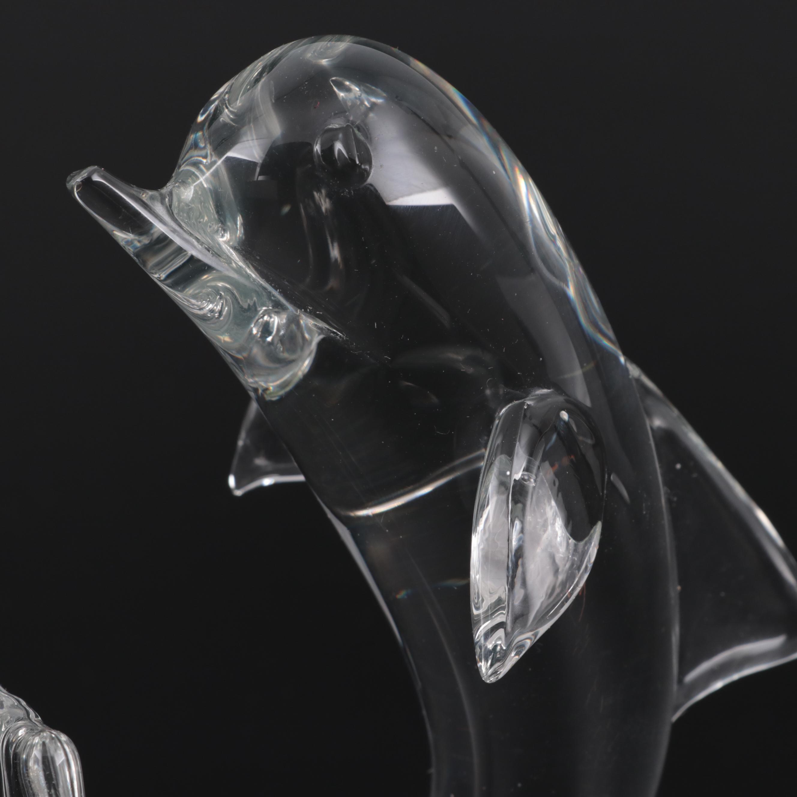 Lloyd Atkins for Steuben Art Glass Crystal Porpoise Figurine