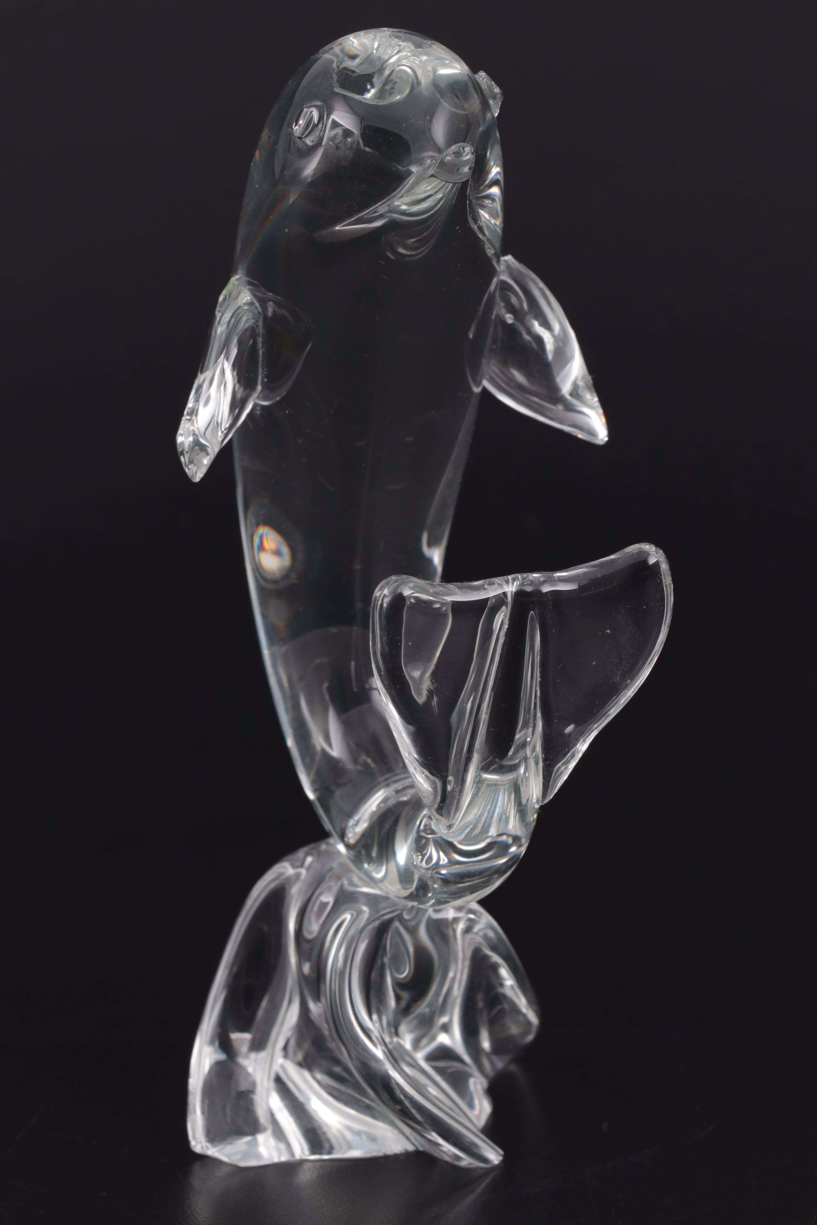 Lloyd Atkins for Steuben Art Glass Crystal Porpoise Figurine