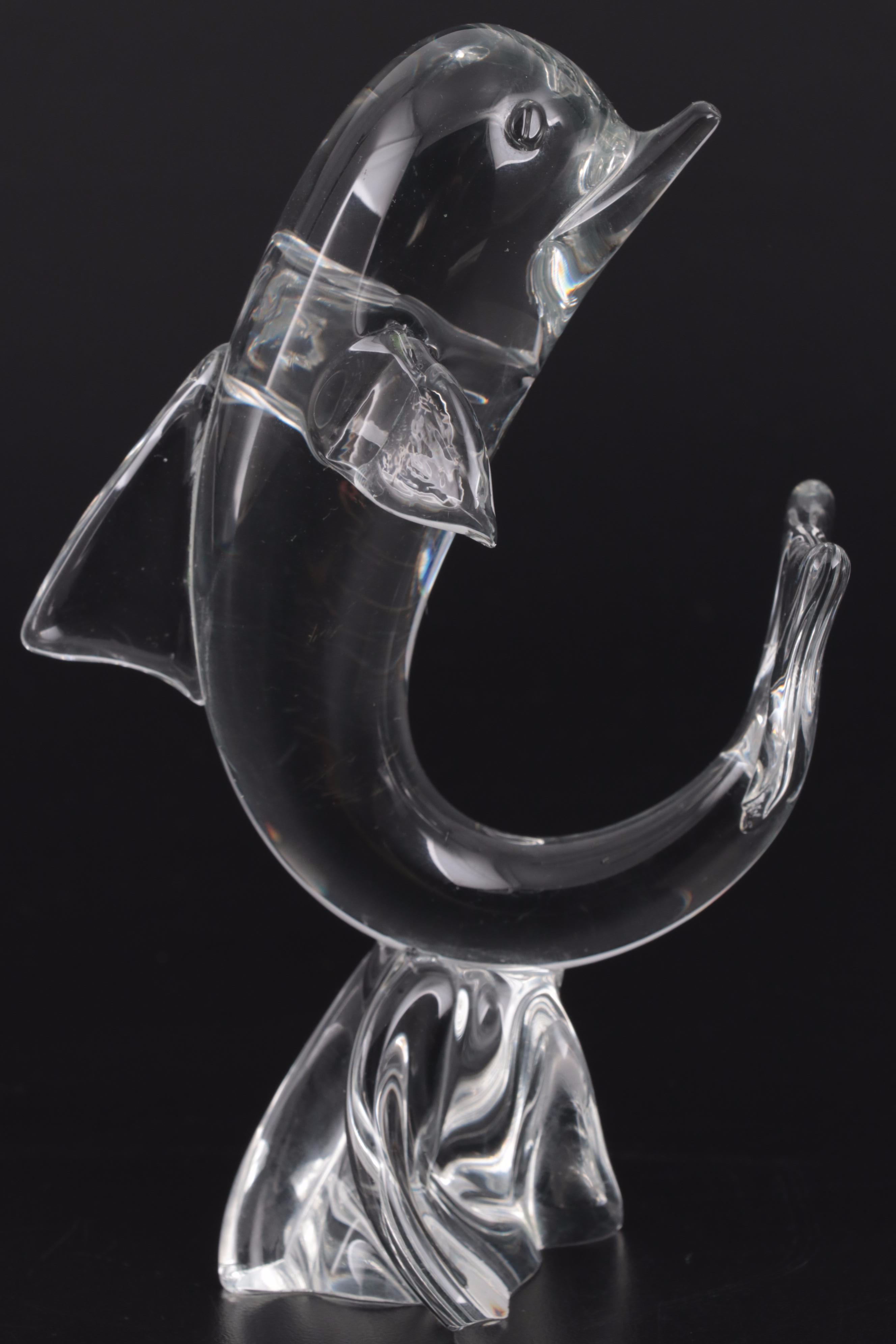 Lloyd Atkins for Steuben Art Glass Crystal Porpoise Figurine